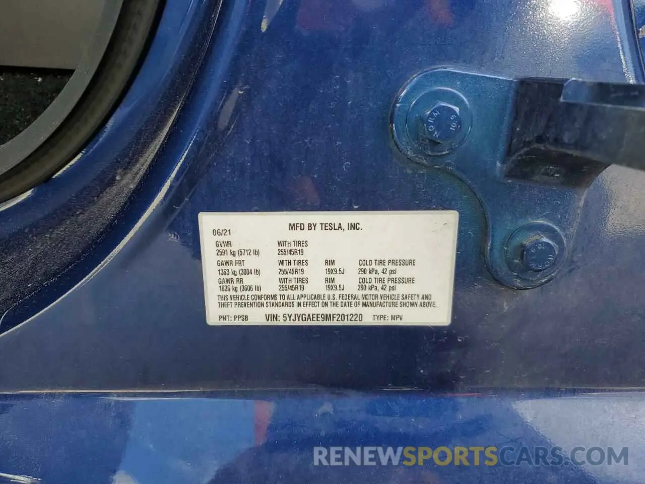 13 Photograph of a damaged car 5YJYGAEE9MF201220 TESLA MODEL Y 2021