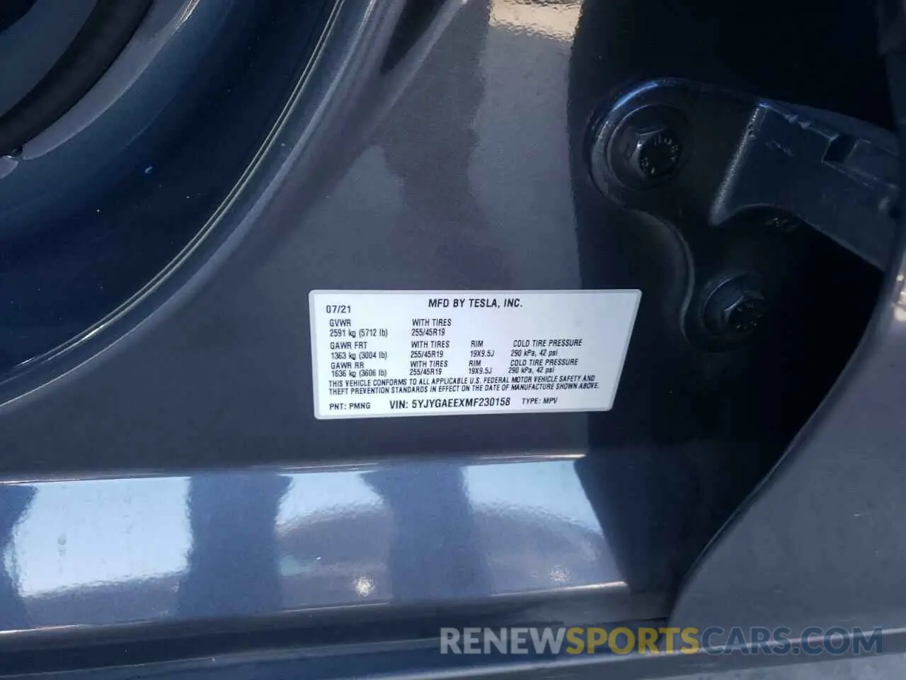 13 Photograph of a damaged car 5YJYGAEEXMF230158 TESLA MODEL Y 2021