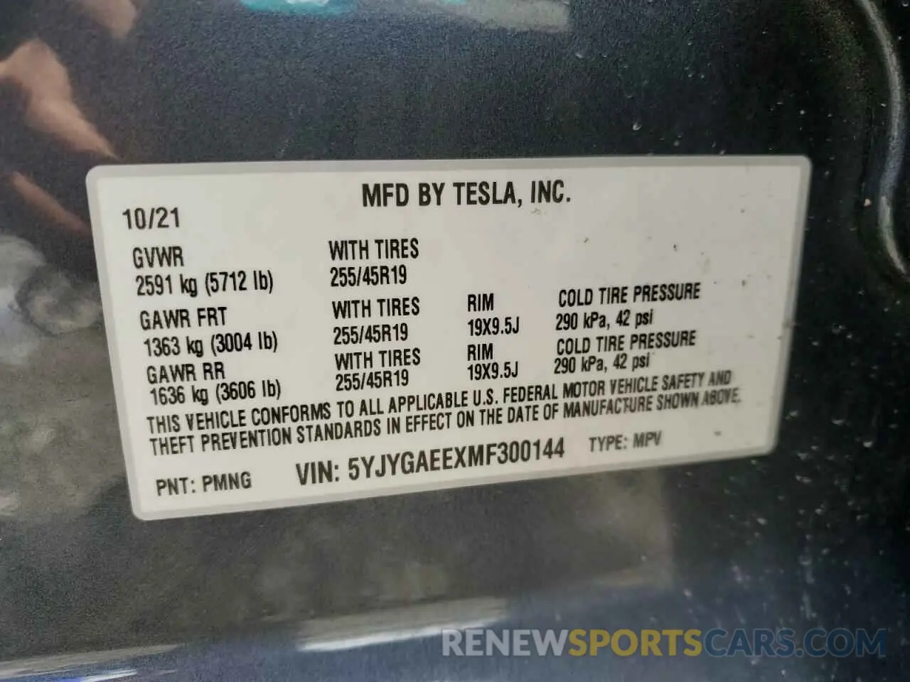 14 Photograph of a damaged car 5YJYGAEEXMF300144 TESLA MODEL Y 2021