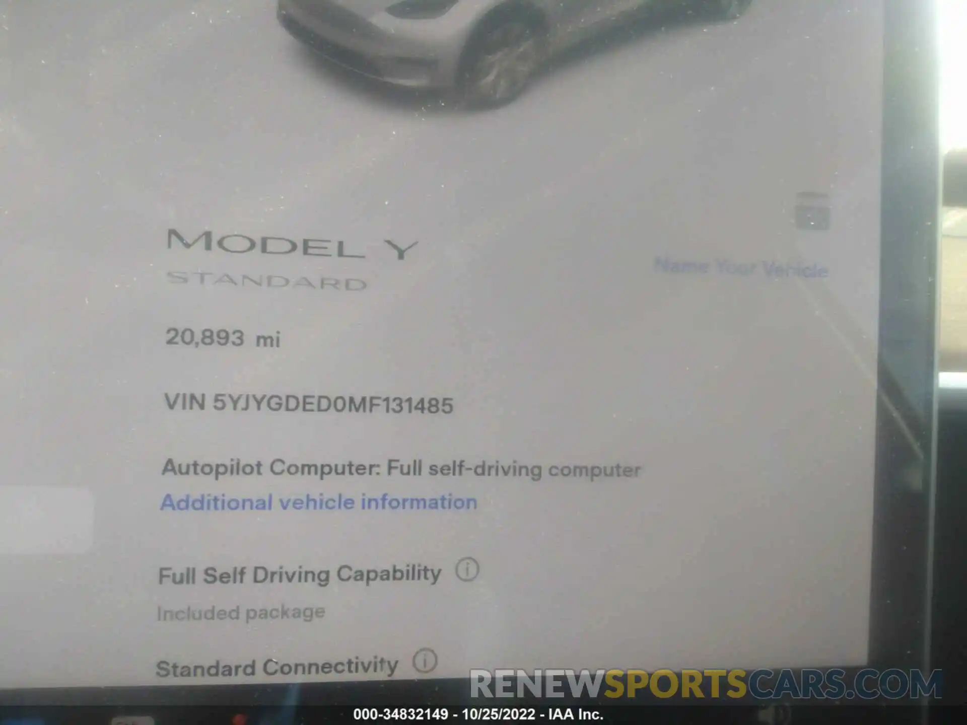 7 Photograph of a damaged car 5YJYGDED0MF131485 TESLA MODEL Y 2021