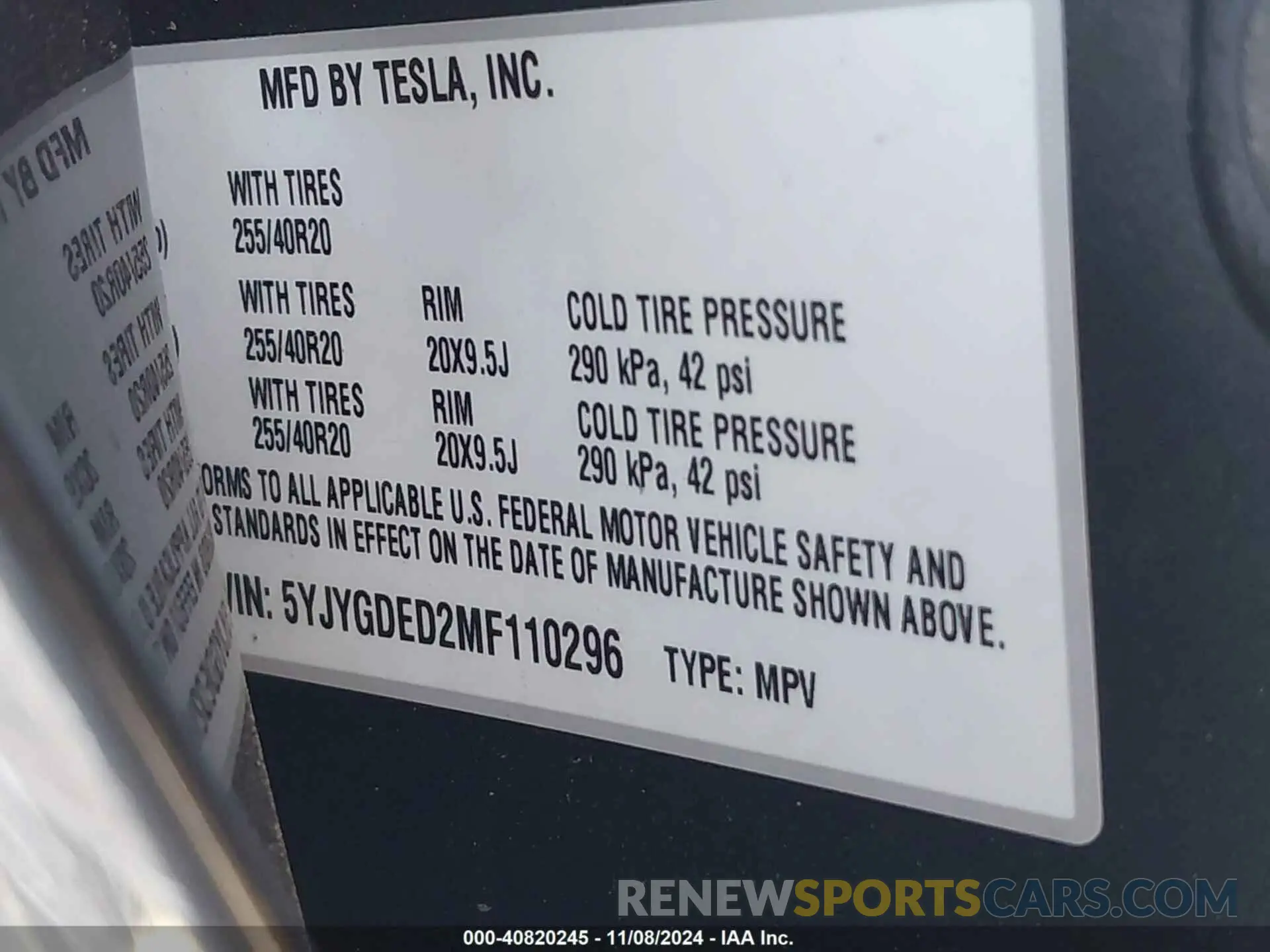 9 Photograph of a damaged car 5YJYGDED2MF110296 TESLA MODEL Y 2021