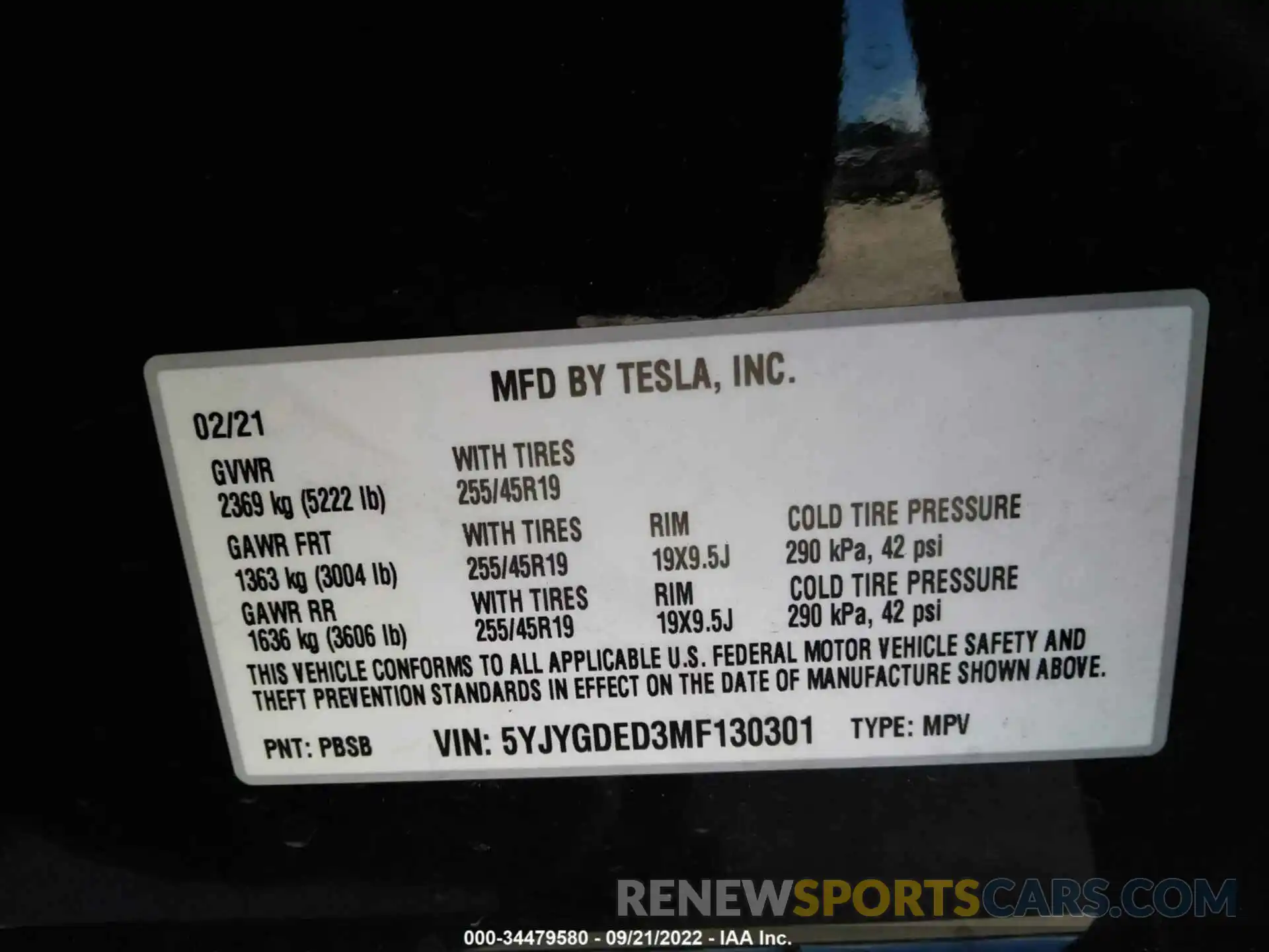 9 Photograph of a damaged car 5YJYGDED3MF130301 TESLA MODEL Y 2021