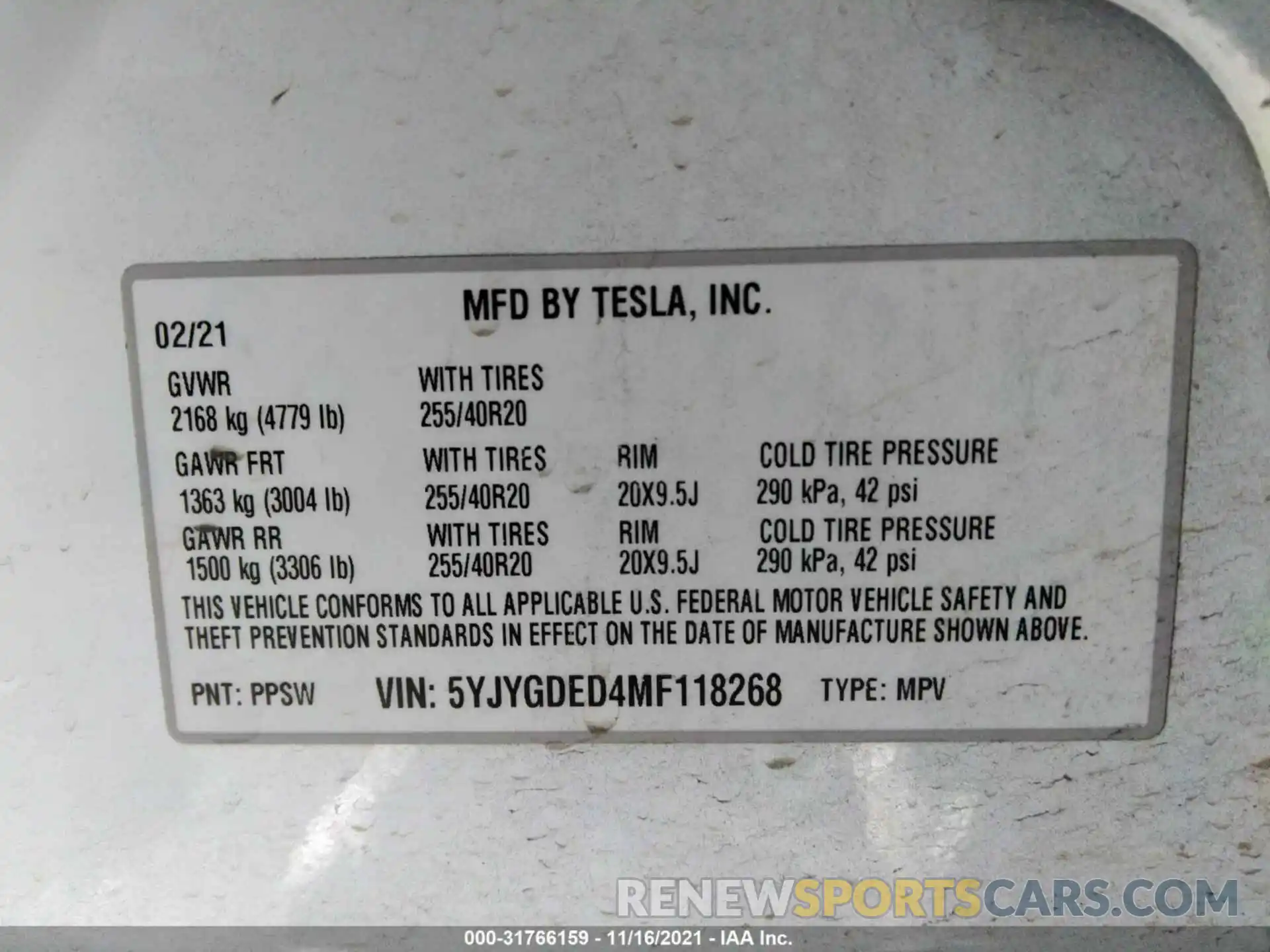 9 Photograph of a damaged car 5YJYGDED4MF118268 TESLA MODEL Y 2021