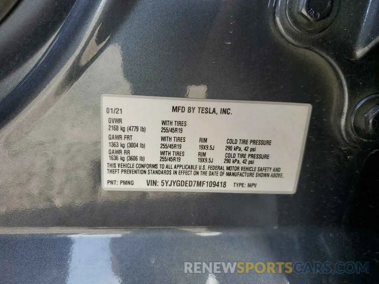 16 Photograph of a damaged car 5YJYGDED7MF109418 TESLA MODEL Y 2021