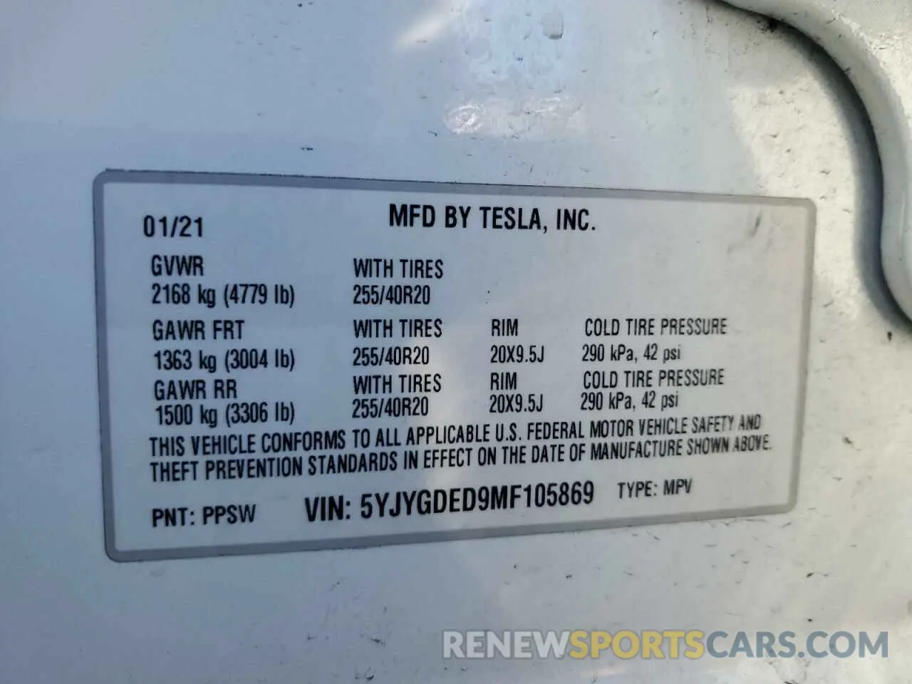 14 Photograph of a damaged car 5YJYGDED9MF105869 TESLA MODEL Y 2021