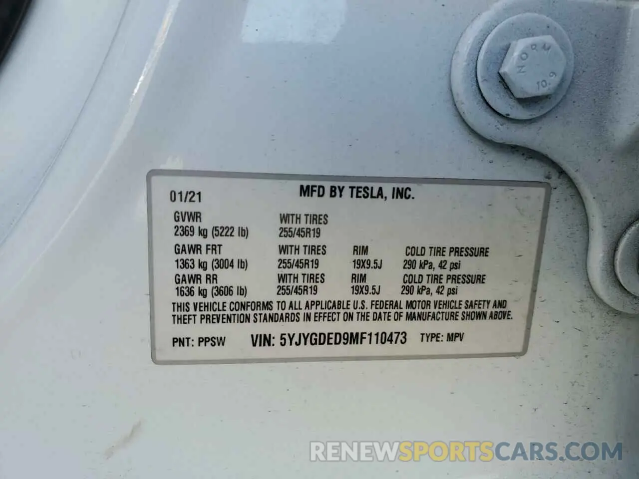 12 Photograph of a damaged car 5YJYGDED9MF110473 TESLA MODEL Y 2021
