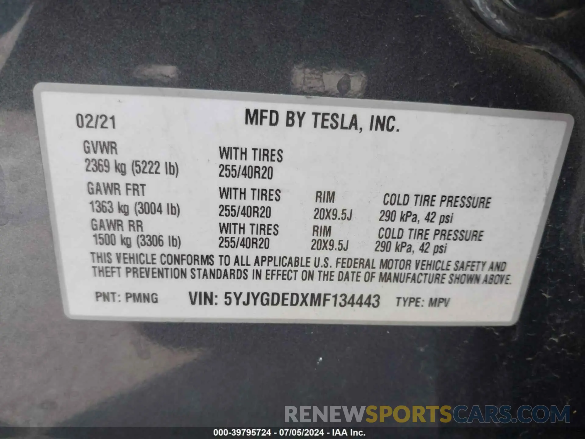 9 Photograph of a damaged car 5YJYGDEDXMF134443 TESLA MODEL Y 2021