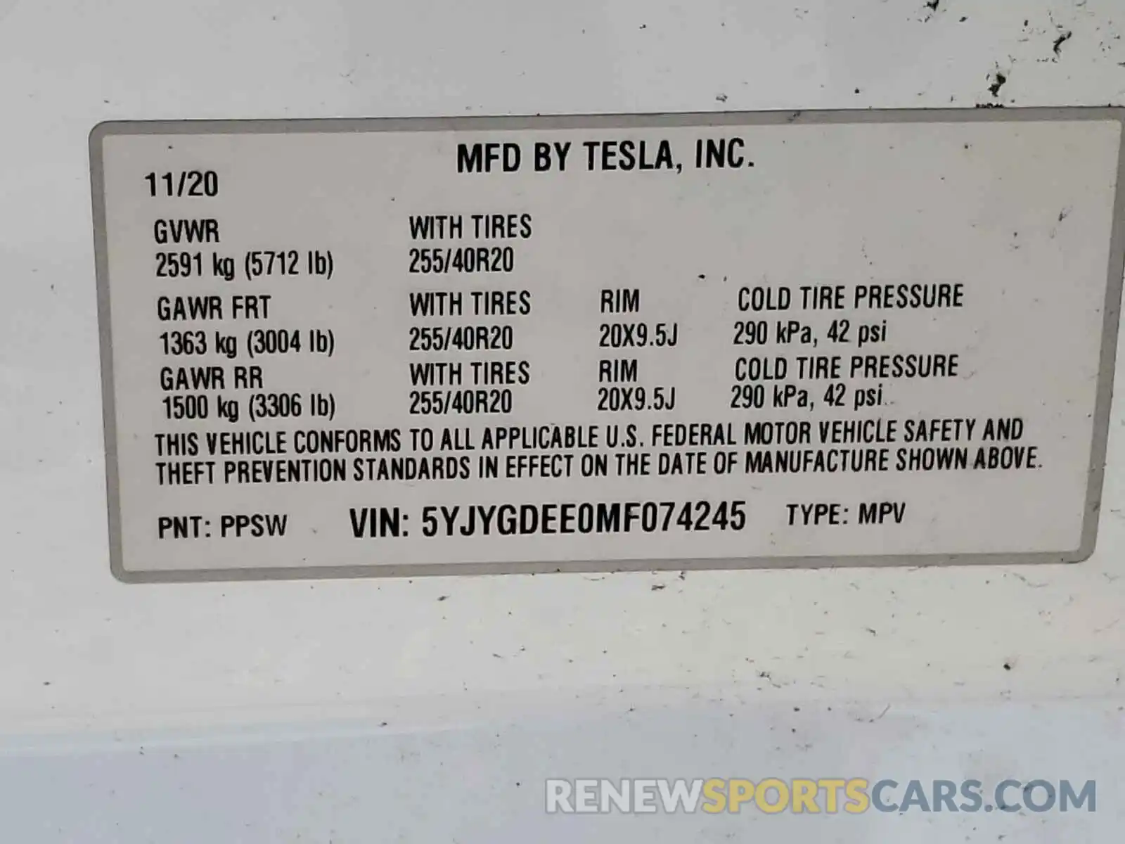 10 Photograph of a damaged car 5YJYGDEE0MF074245 TESLA MODEL Y 2021