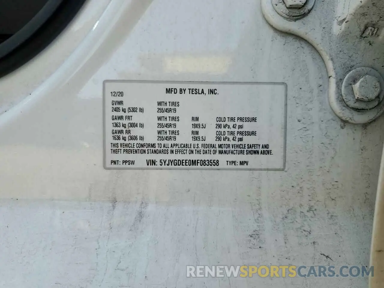 14 Photograph of a damaged car 5YJYGDEE0MF083558 TESLA MODEL Y 2021