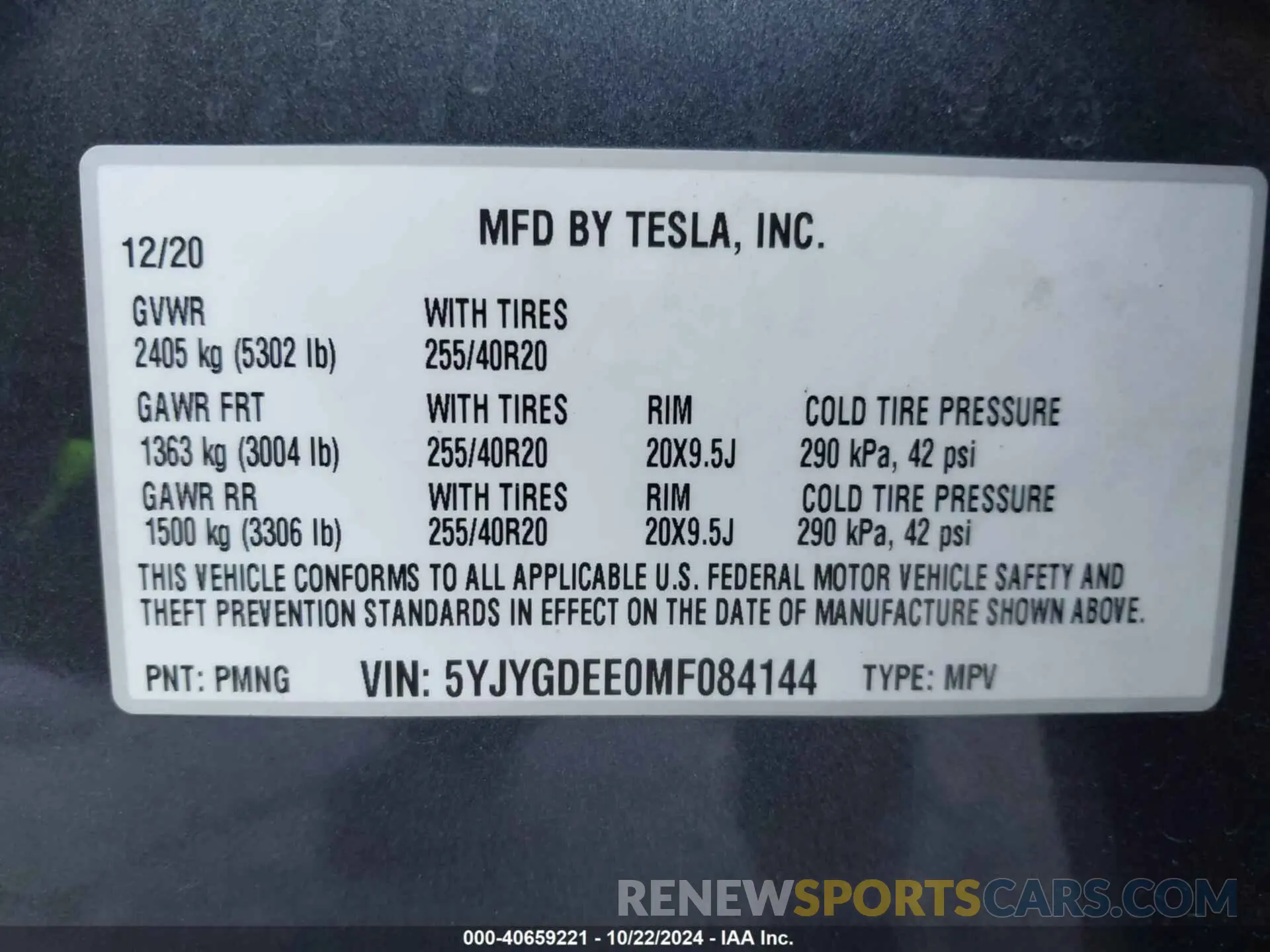 9 Photograph of a damaged car 5YJYGDEE0MF084144 TESLA MODEL Y 2021