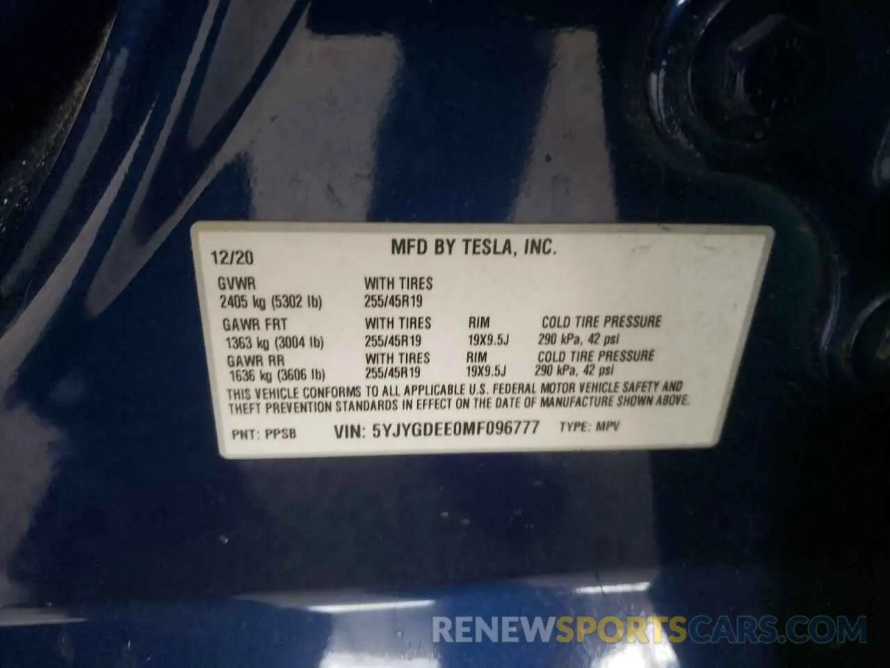 14 Photograph of a damaged car 5YJYGDEE0MF096777 TESLA MODEL Y 2021