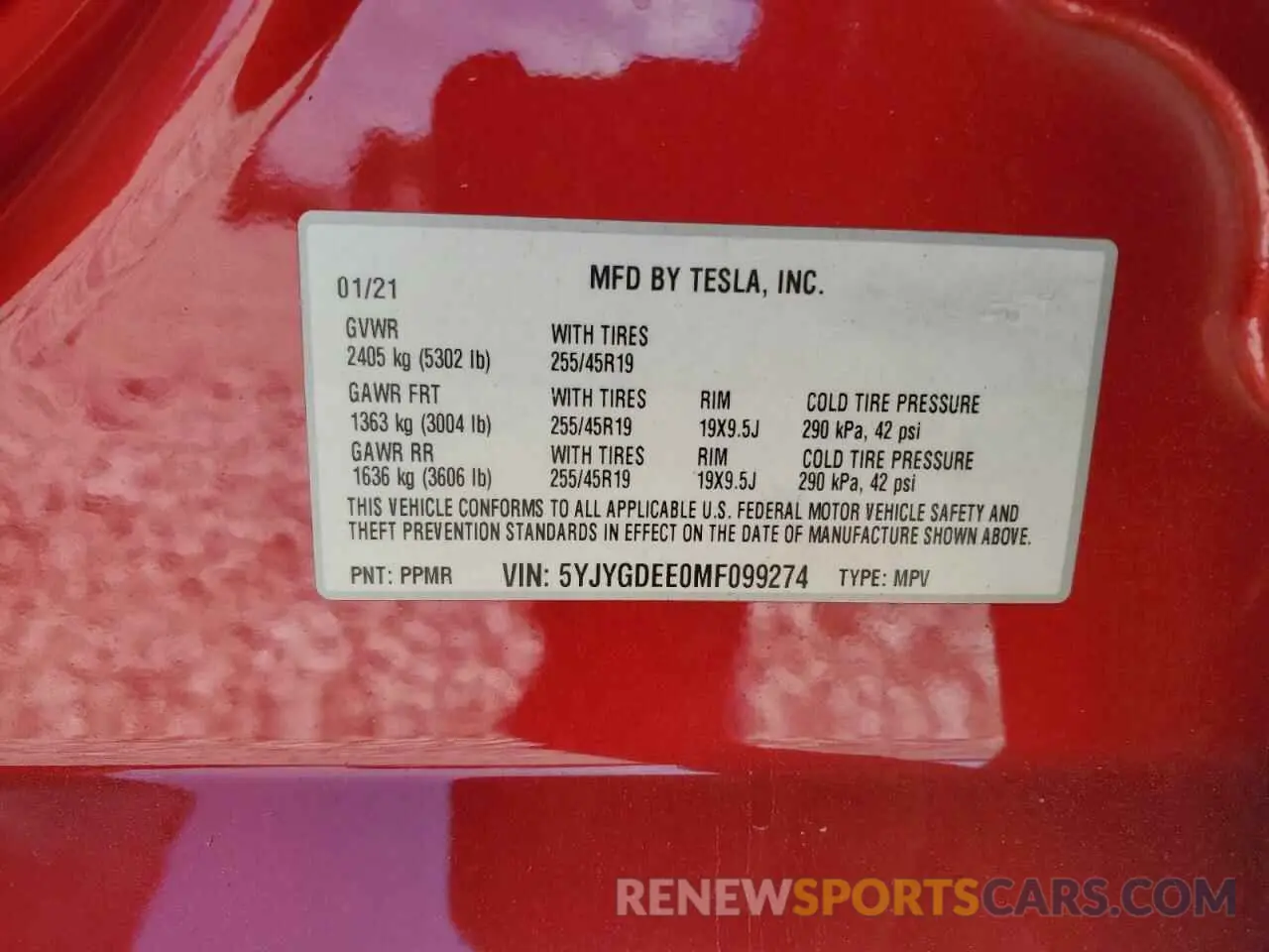13 Photograph of a damaged car 5YJYGDEE0MF099274 TESLA MODEL Y 2021