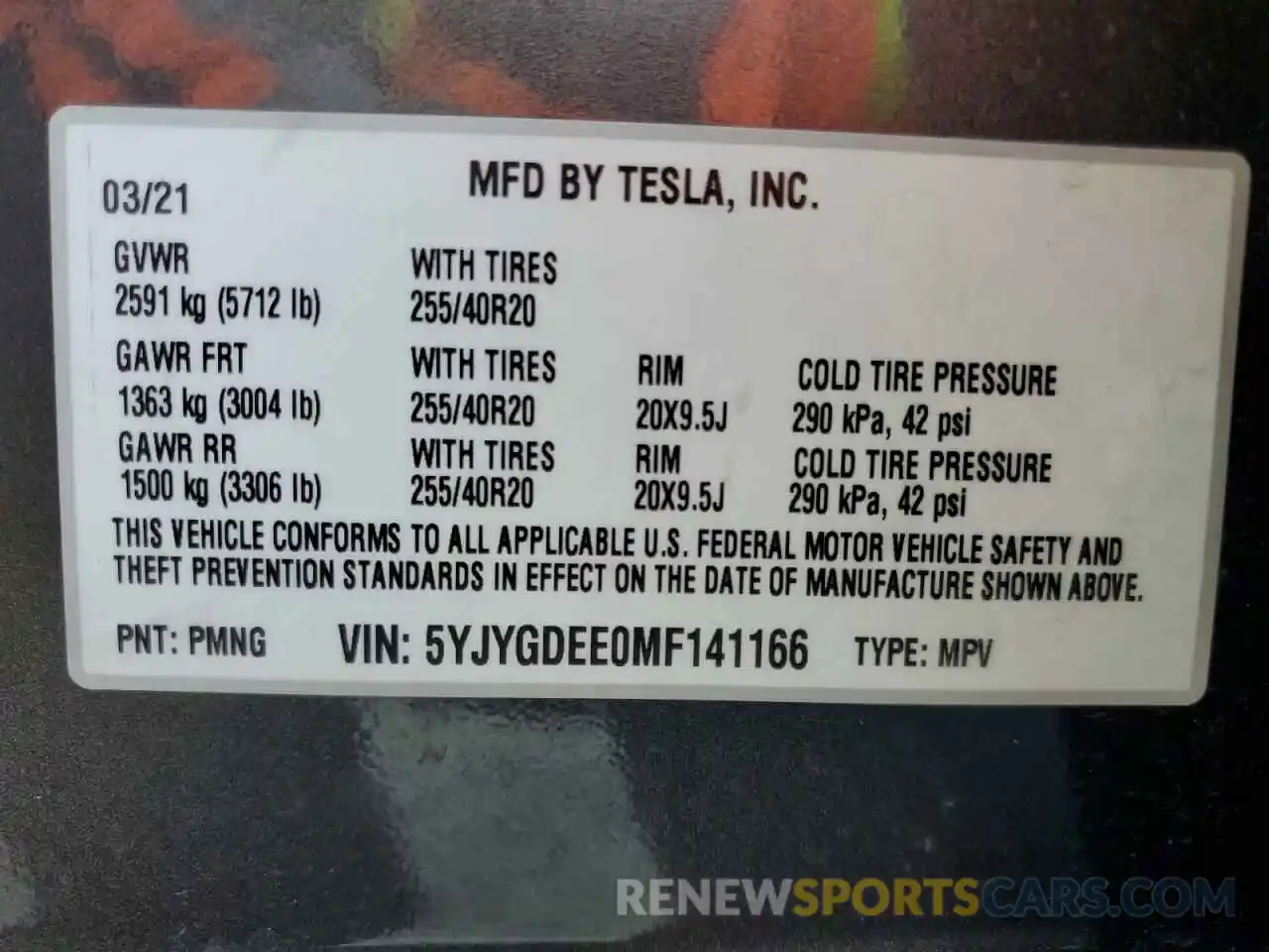 13 Photograph of a damaged car 5YJYGDEE0MF141166 TESLA MODEL Y 2021