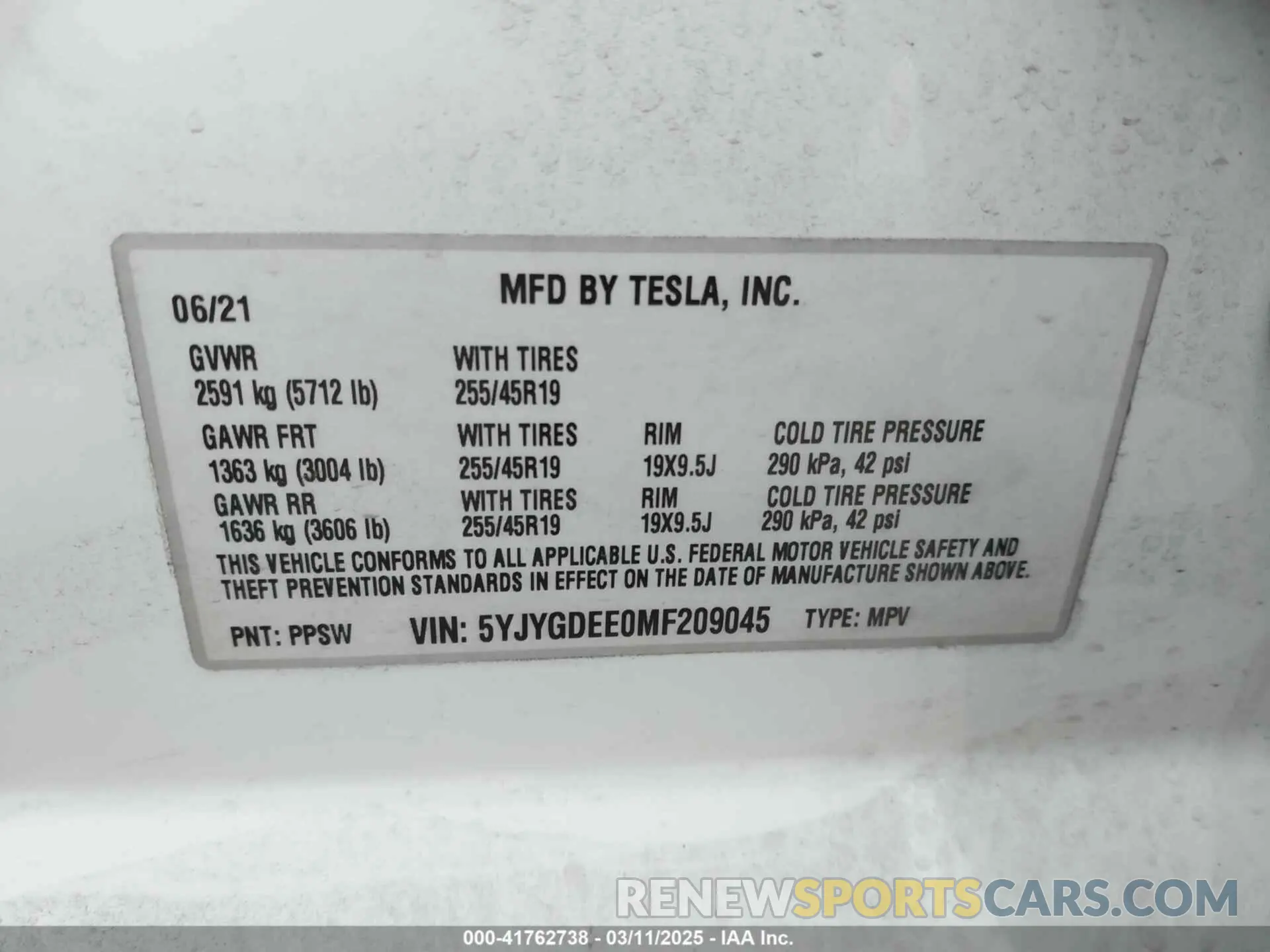 9 Photograph of a damaged car 5YJYGDEE0MF209045 TESLA MODEL Y 2021