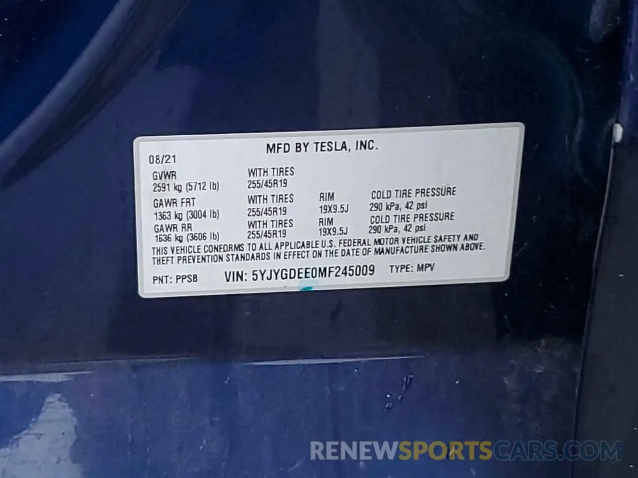 12 Photograph of a damaged car 5YJYGDEE0MF245009 TESLA MODEL Y 2021