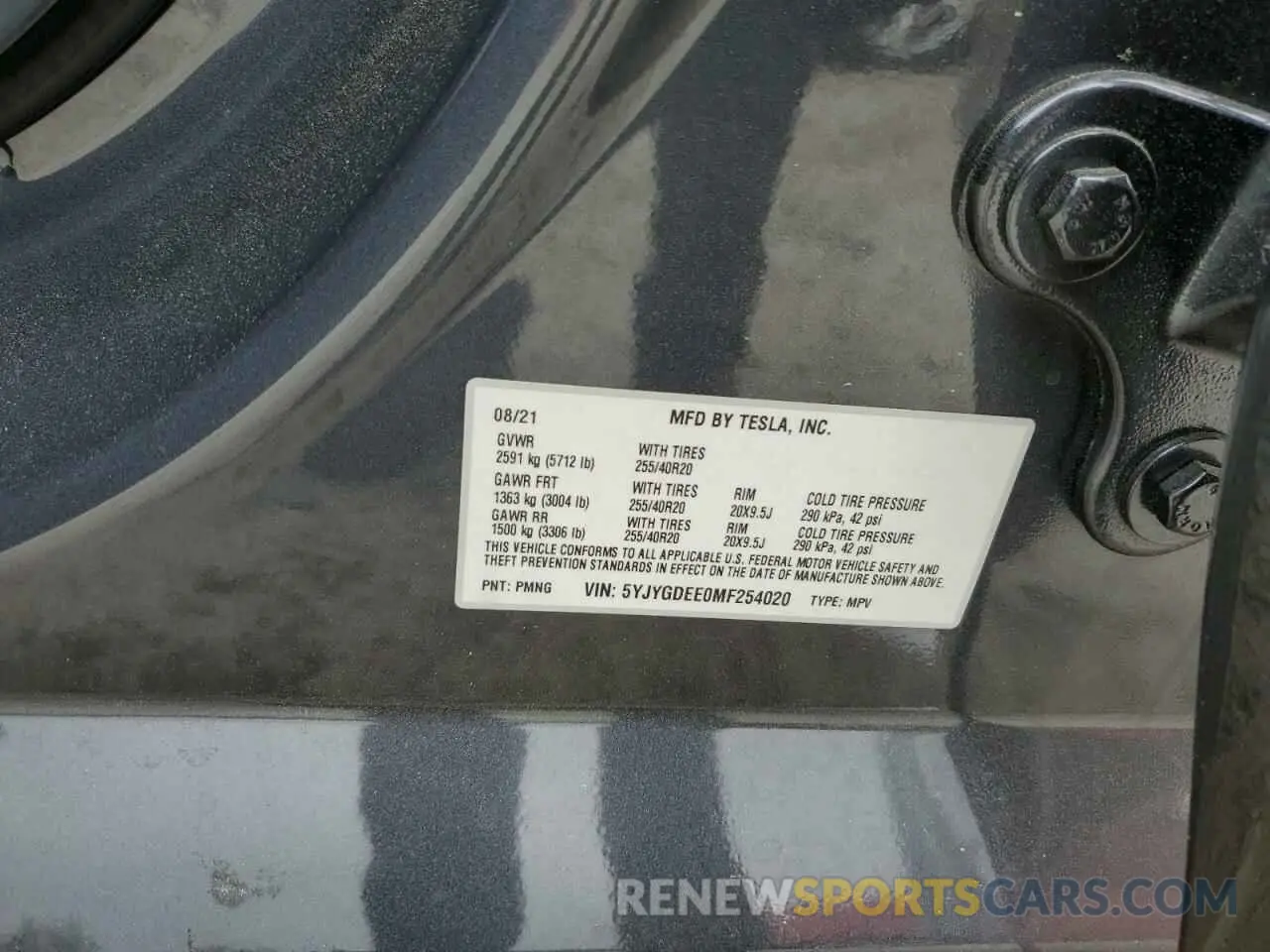 14 Photograph of a damaged car 5YJYGDEE0MF254020 TESLA MODEL Y 2021