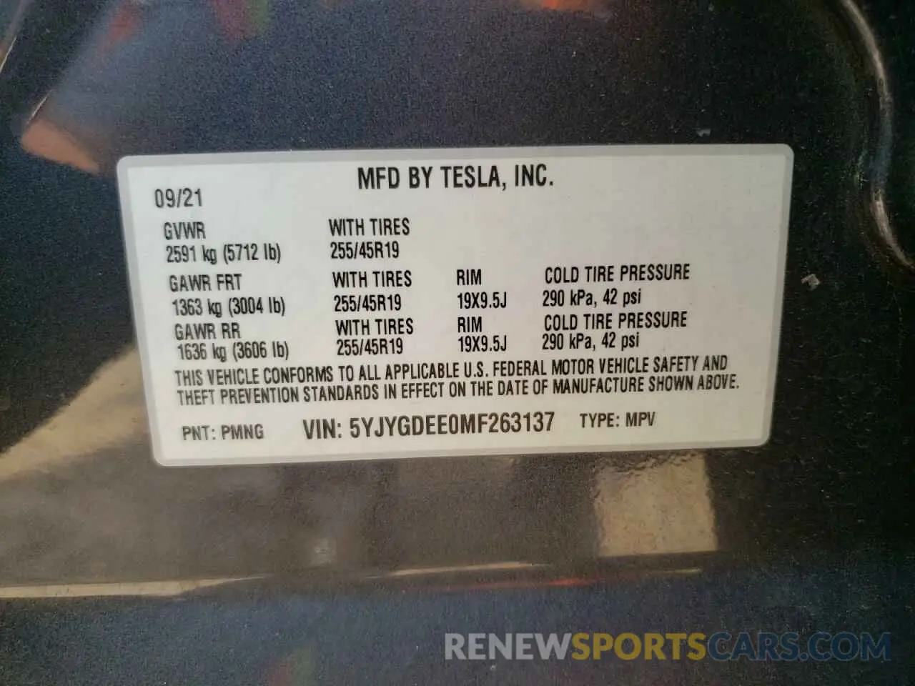 12 Photograph of a damaged car 5YJYGDEE0MF263137 TESLA MODEL Y 2021