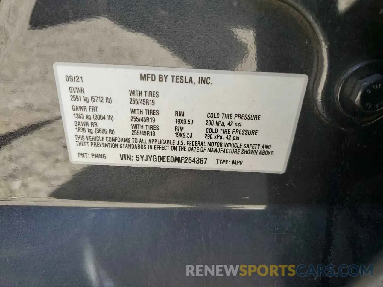 15 Photograph of a damaged car 5YJYGDEE0MF264367 TESLA MODEL Y 2021