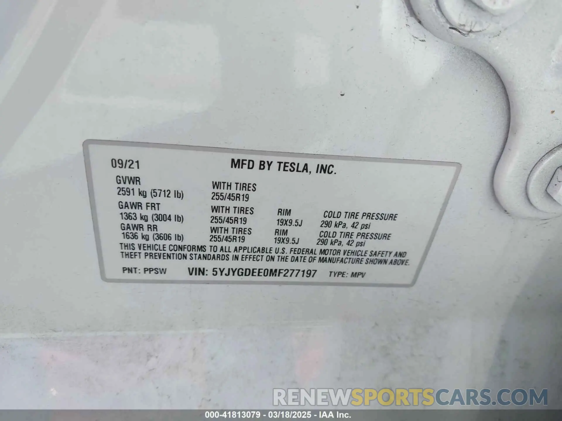 9 Photograph of a damaged car 5YJYGDEE0MF277197 TESLA MODEL Y 2021