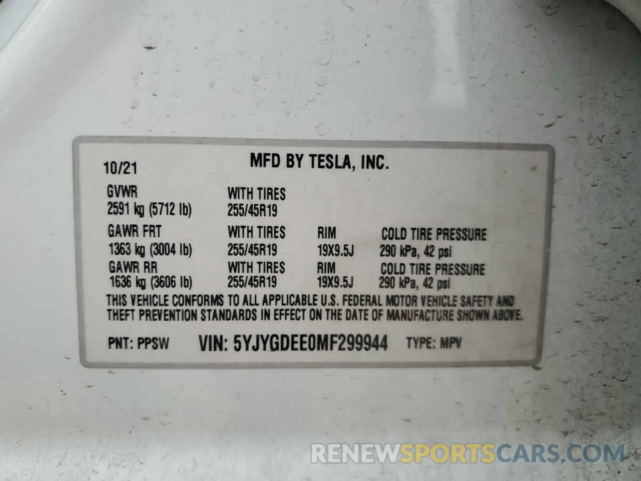 13 Photograph of a damaged car 5YJYGDEE0MF299944 TESLA MODEL Y 2021