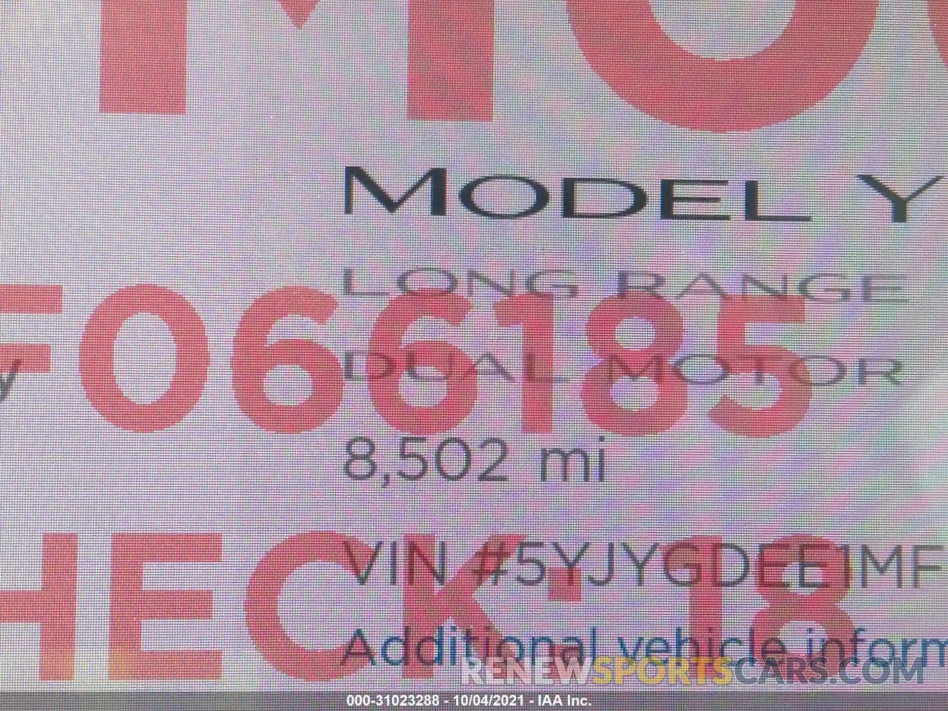 7 Photograph of a damaged car 5YJYGDEE1MF066185 TESLA MODEL Y 2021