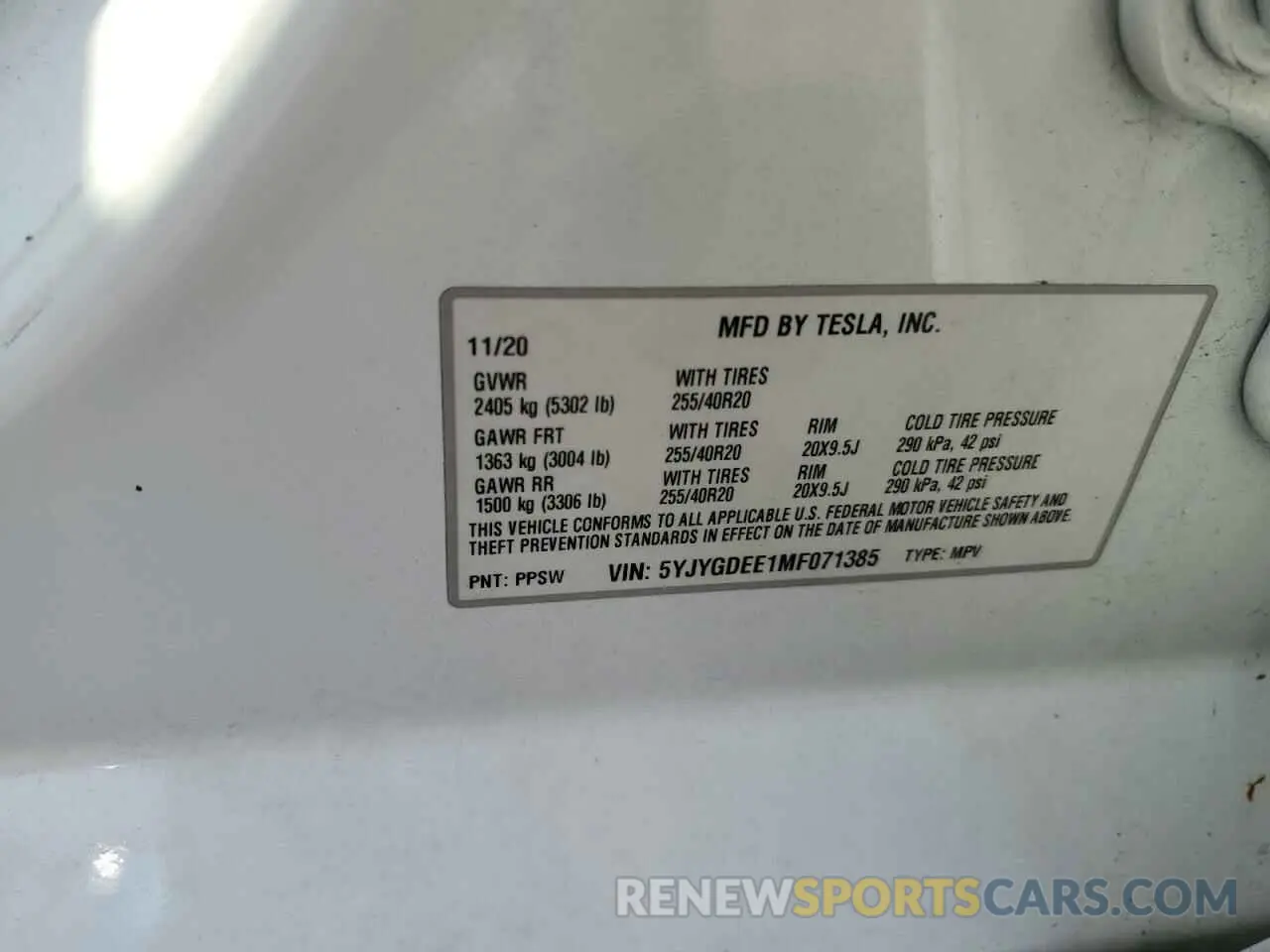 12 Photograph of a damaged car 5YJYGDEE1MF071385 TESLA MODEL Y 2021