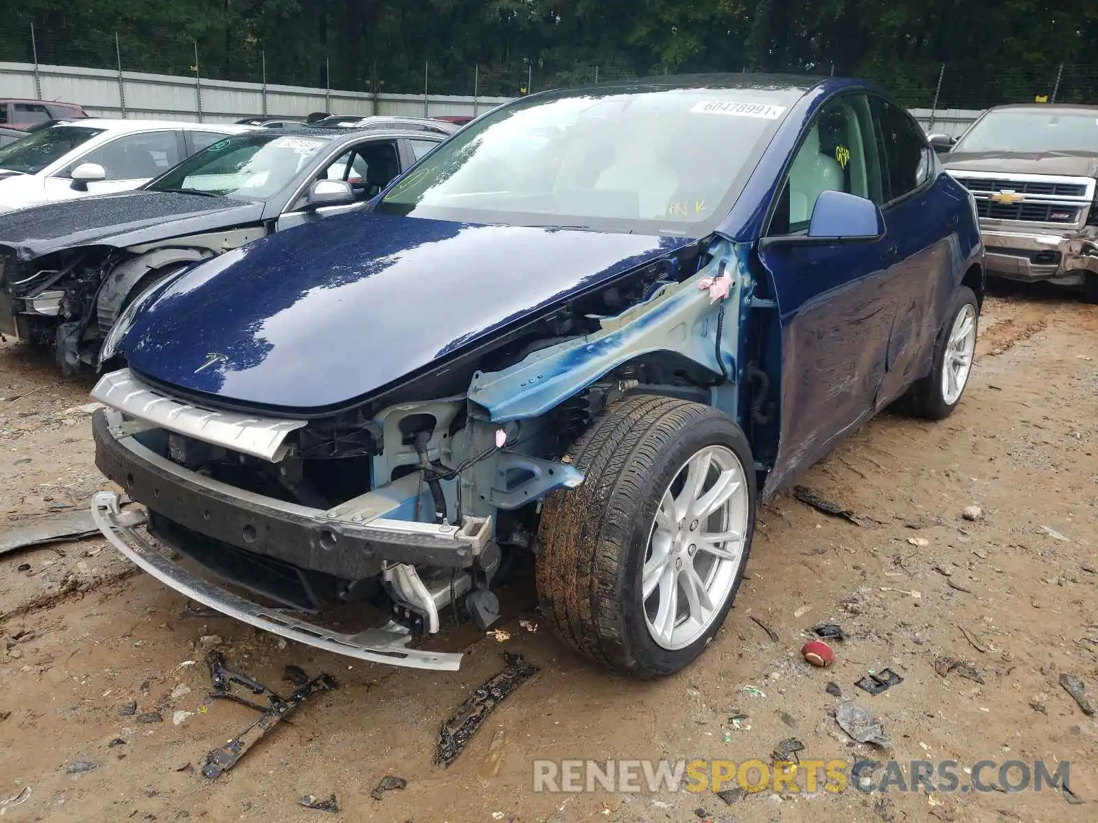 2 Photograph of a damaged car 5YJYGDEE1MF074738 TESLA MODEL Y 2021