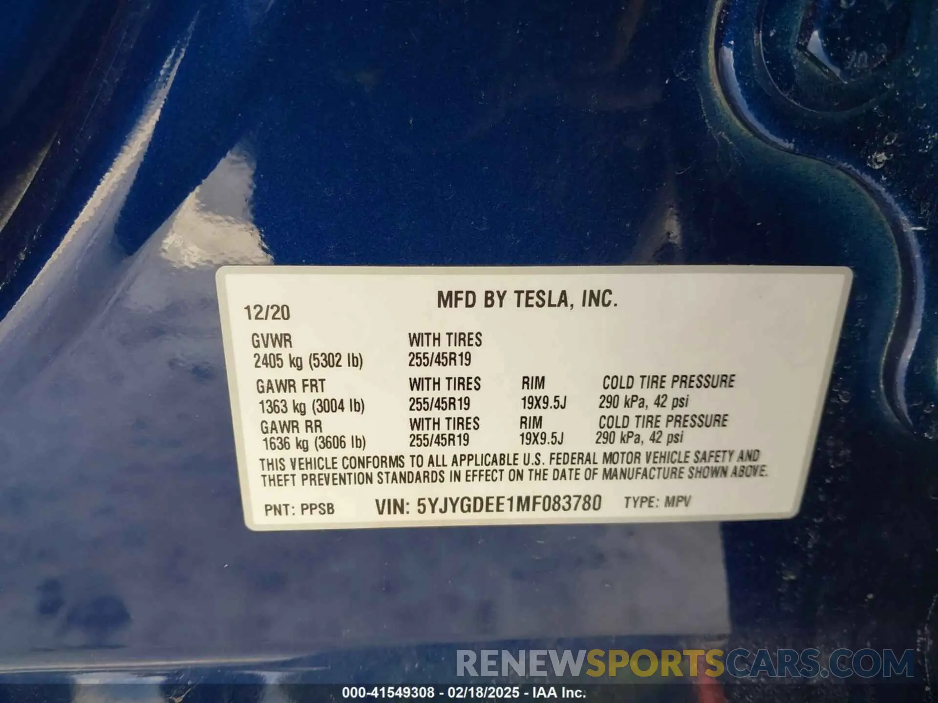 9 Photograph of a damaged car 5YJYGDEE1MF083780 TESLA MODEL Y 2021