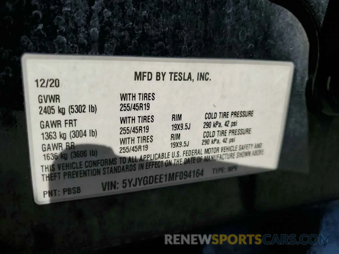 14 Photograph of a damaged car 5YJYGDEE1MF094164 TESLA MODEL Y 2021