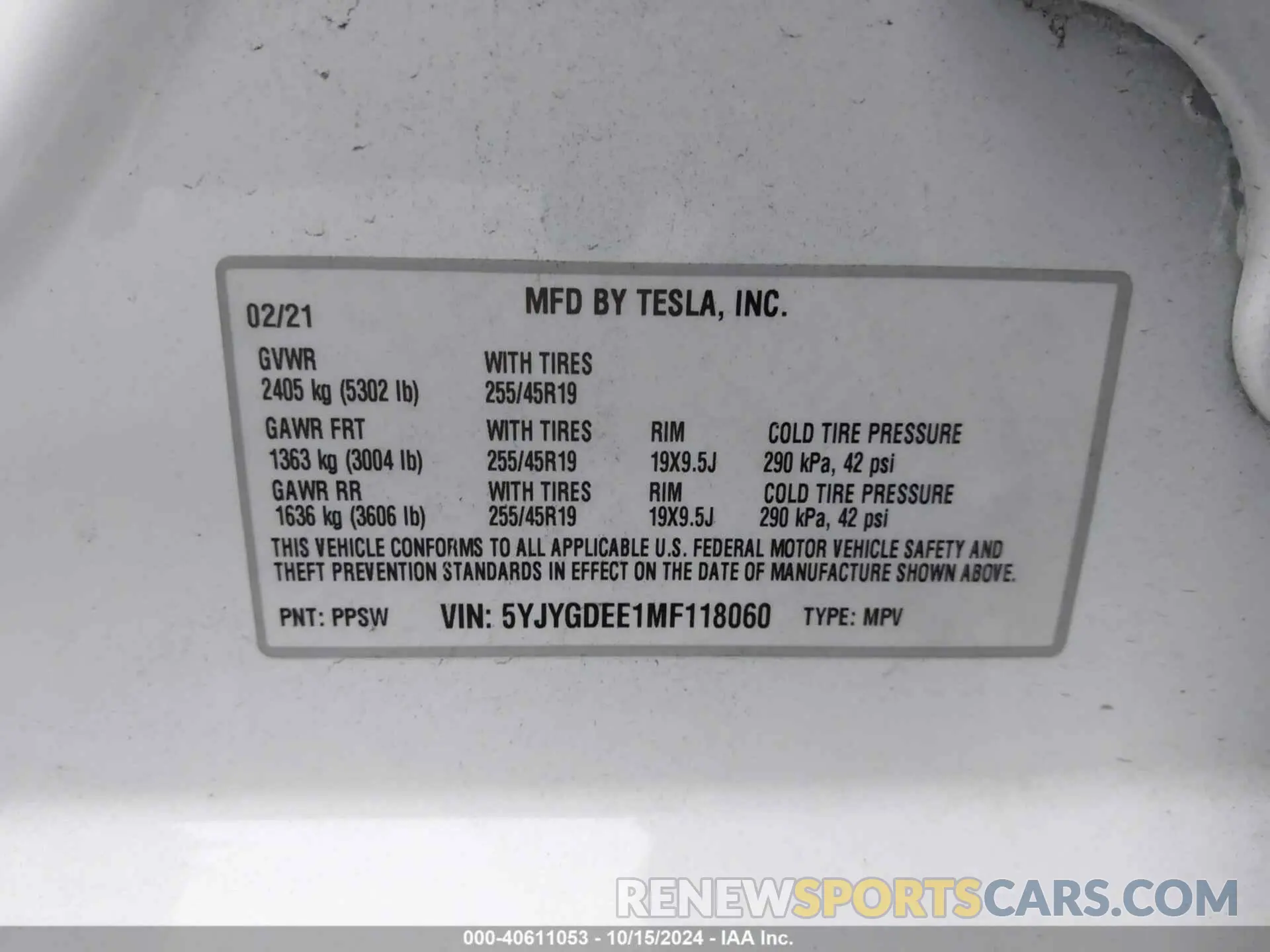 9 Photograph of a damaged car 5YJYGDEE1MF118060 TESLA MODEL Y 2021