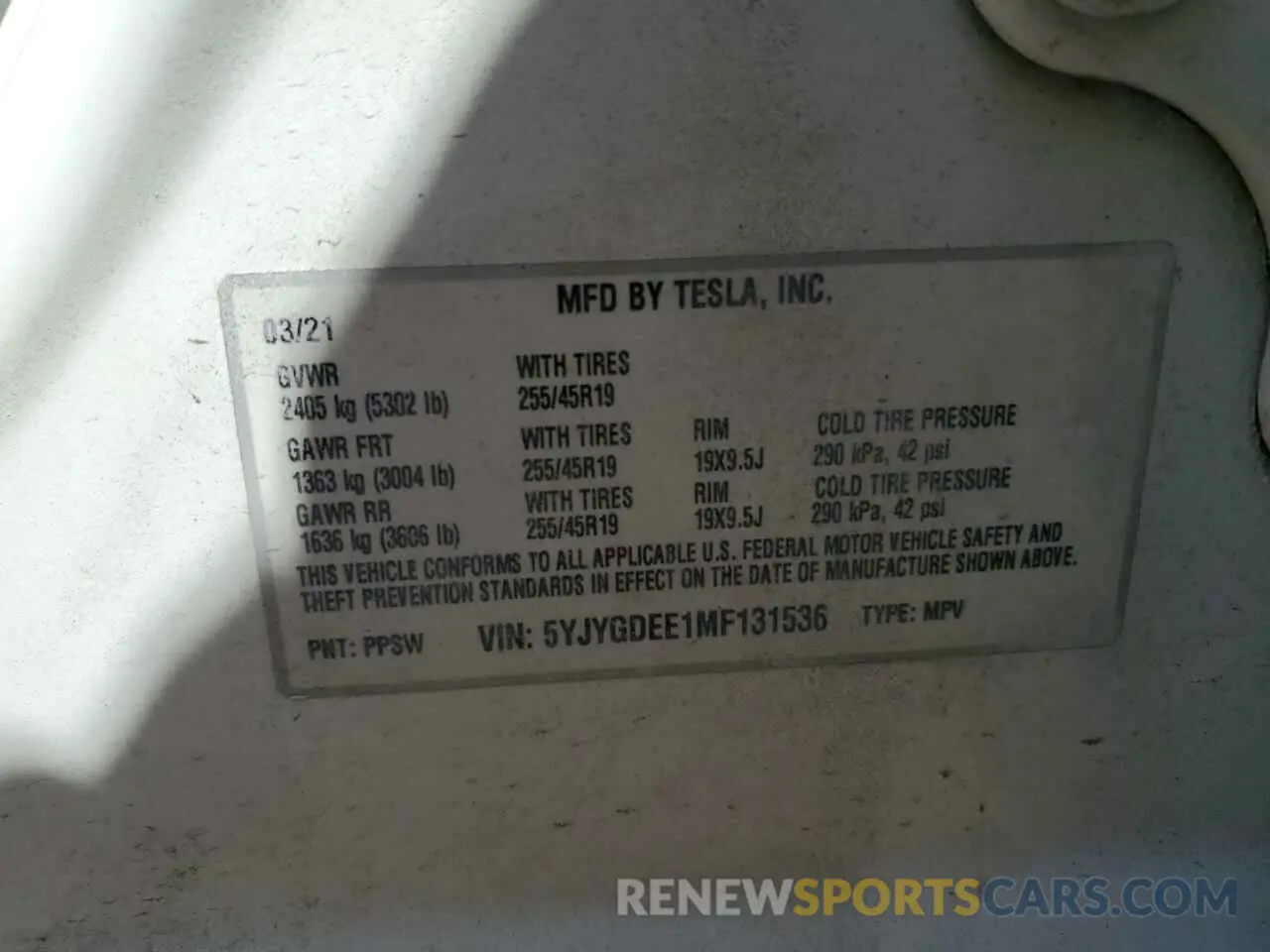 13 Photograph of a damaged car 5YJYGDEE1MF131536 TESLA MODEL Y 2021