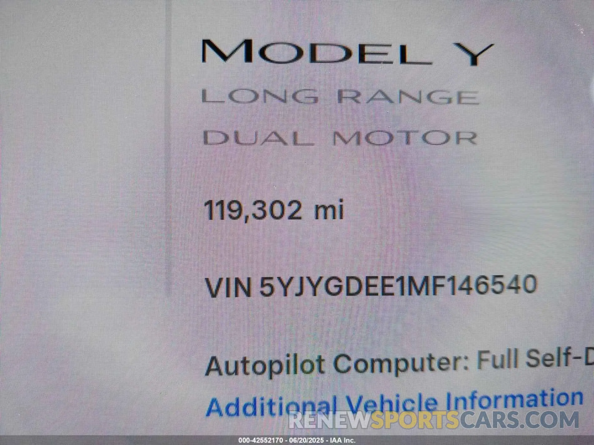 15 Photograph of a damaged car 5YJYGDEE1MF146540 TESLA MODEL Y 2021