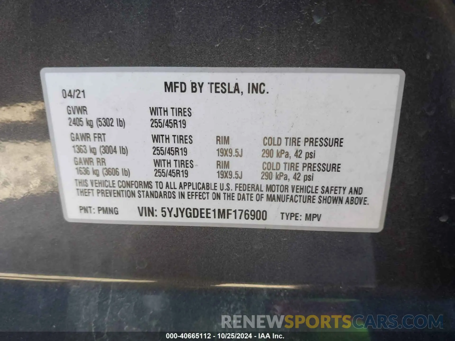 9 Photograph of a damaged car 5YJYGDEE1MF176900 TESLA MODEL Y 2021