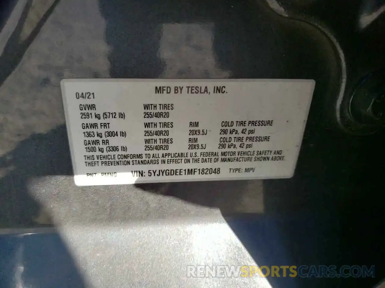 13 Photograph of a damaged car 5YJYGDEE1MF182048 TESLA MODEL Y 2021