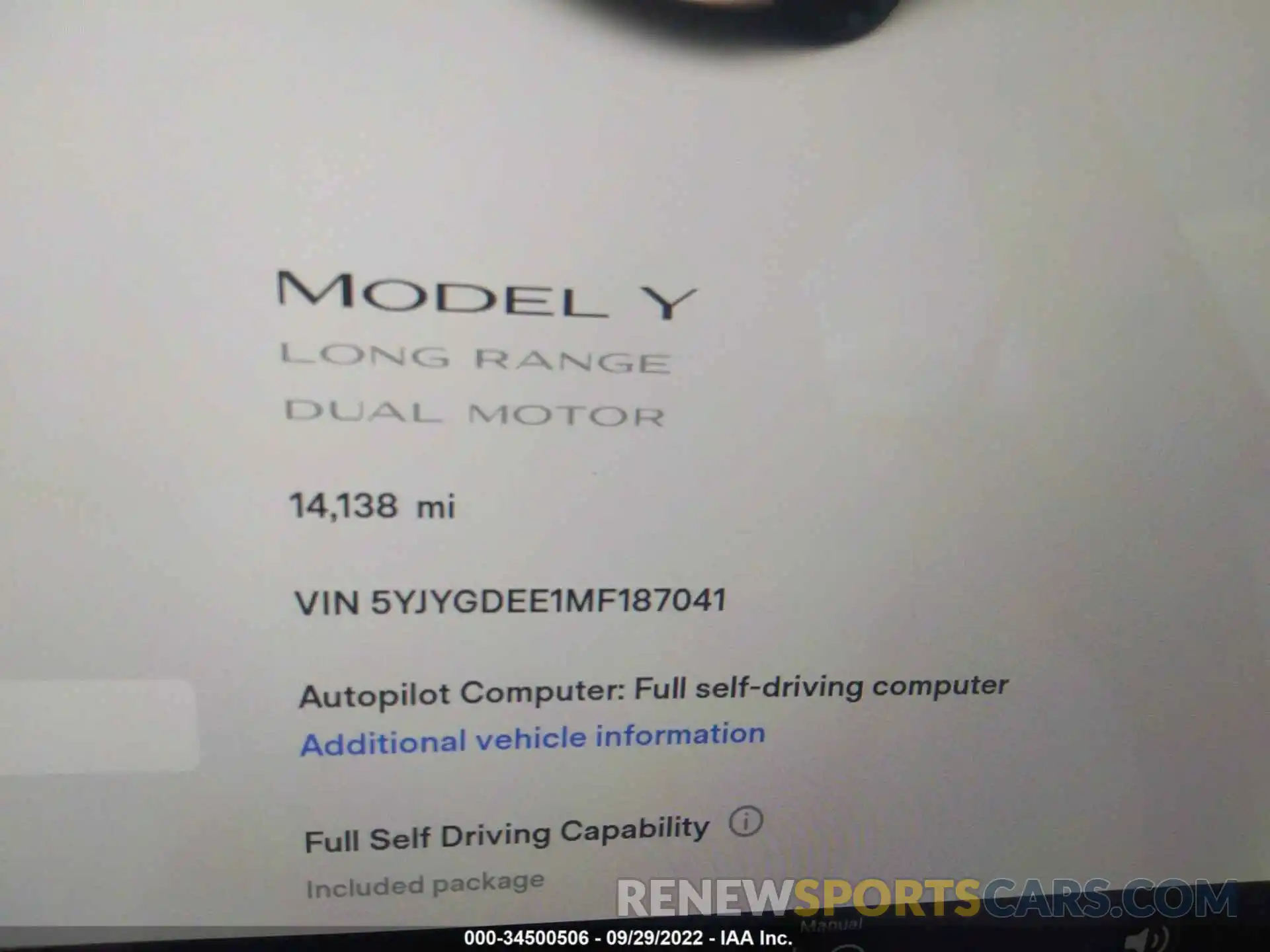 7 Photograph of a damaged car 5YJYGDEE1MF187041 TESLA MODEL Y 2021