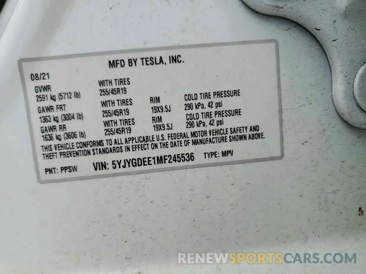 13 Photograph of a damaged car 5YJYGDEE1MF245536 TESLA MODEL Y 2021