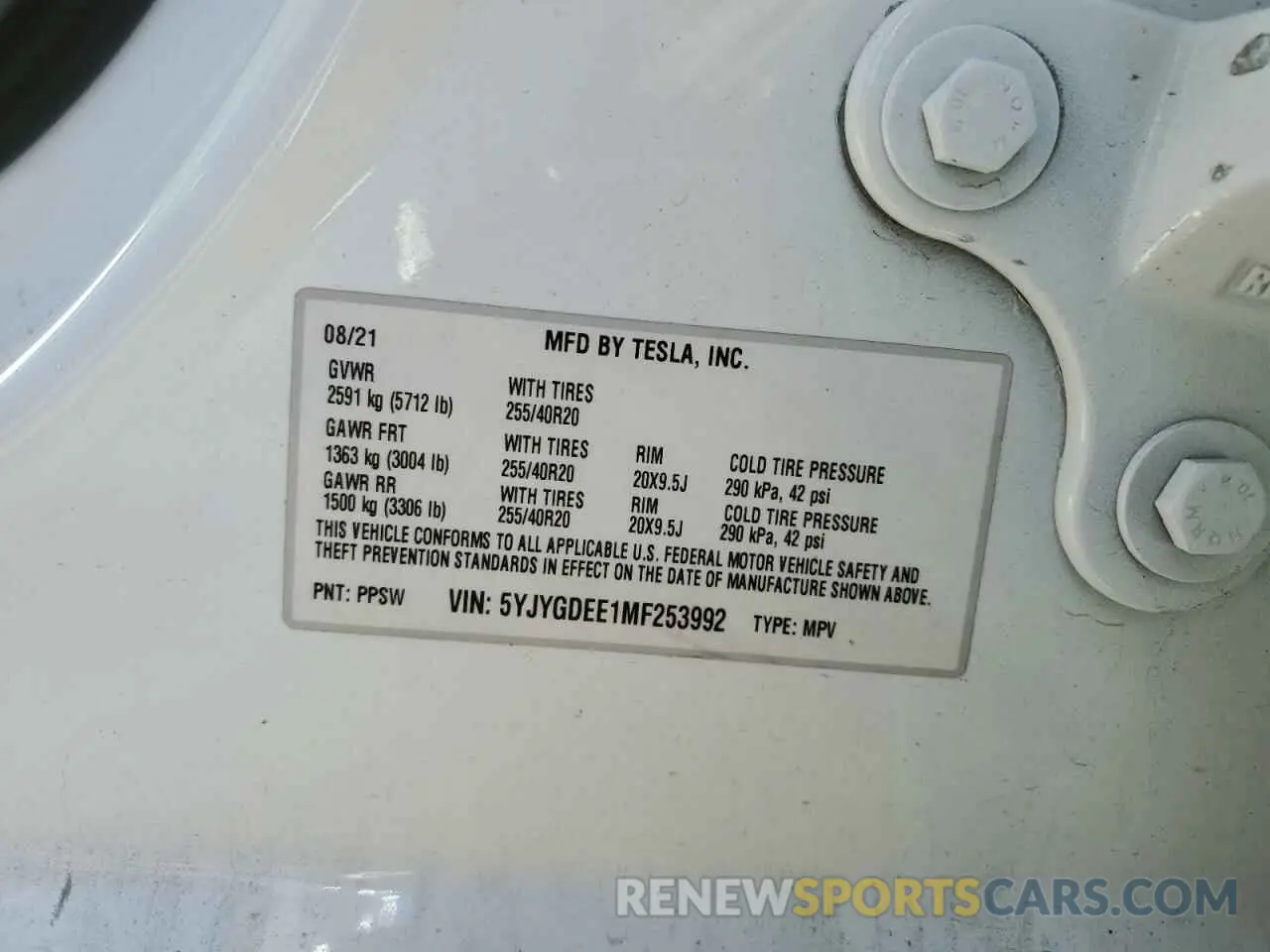 12 Photograph of a damaged car 5YJYGDEE1MF253992 TESLA MODEL Y 2021