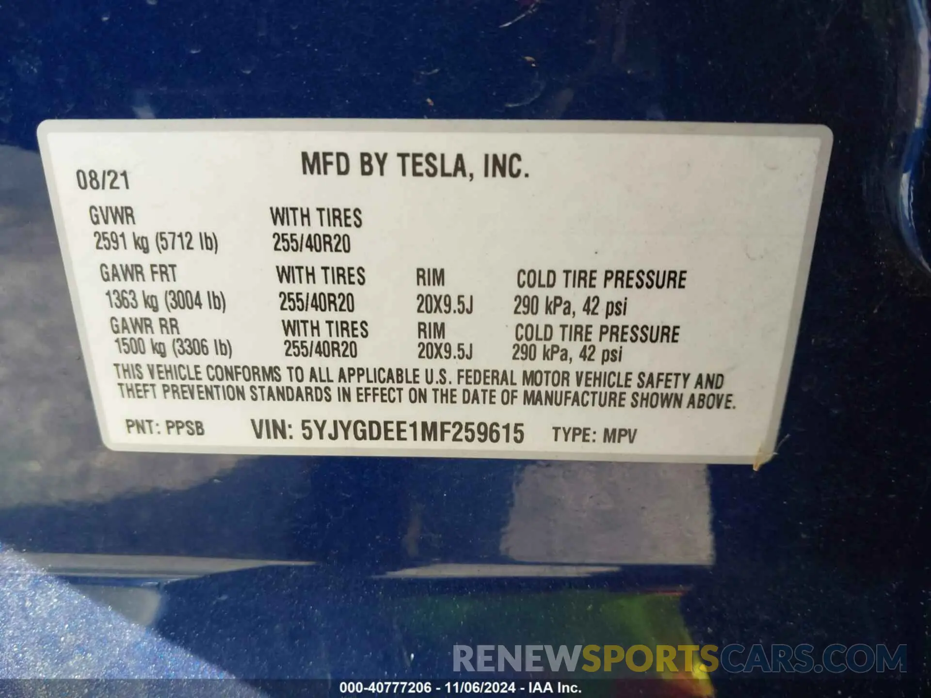 9 Photograph of a damaged car 5YJYGDEE1MF259615 TESLA MODEL Y 2021