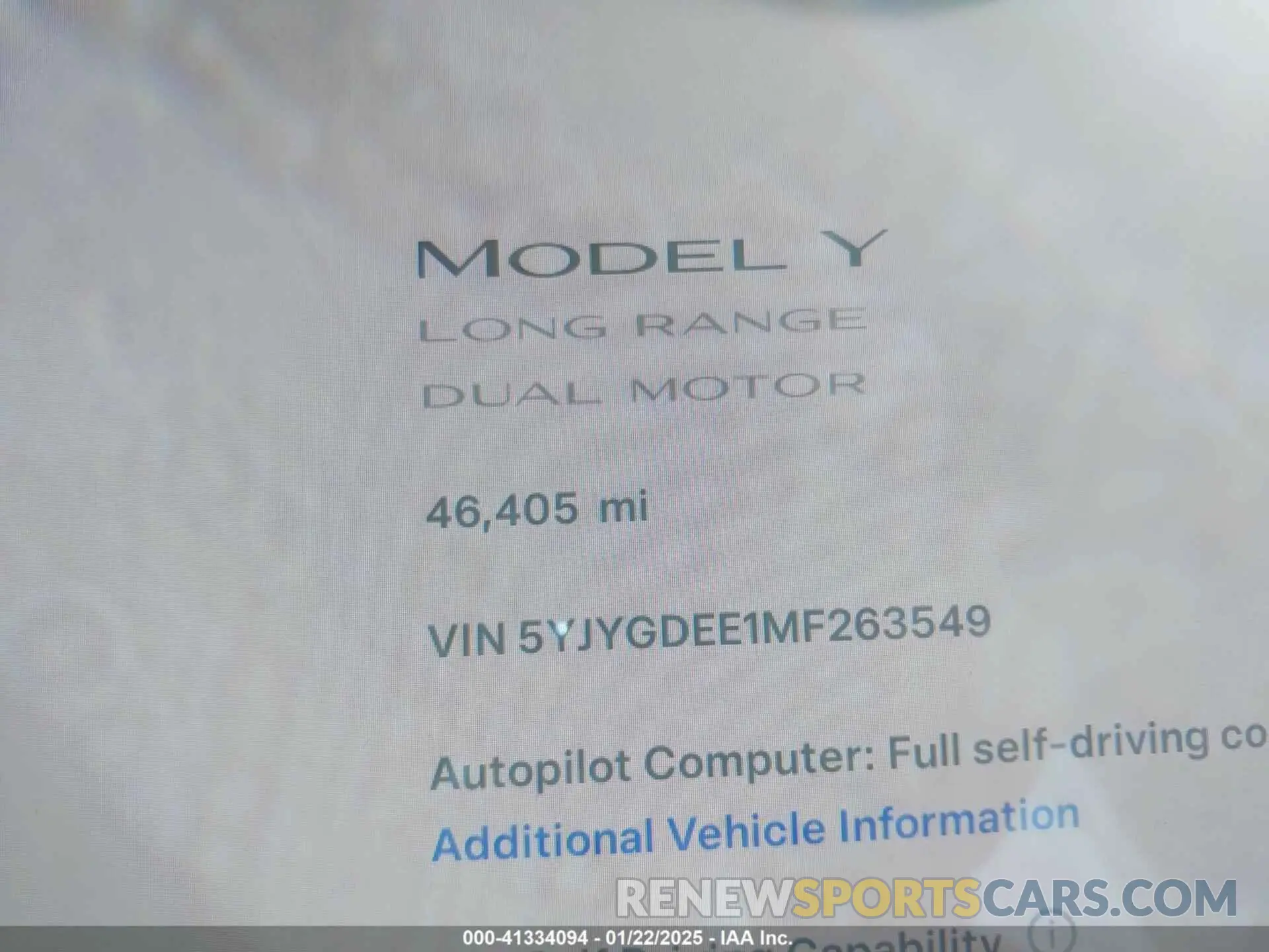 15 Photograph of a damaged car 5YJYGDEE1MF263549 TESLA MODEL Y 2021