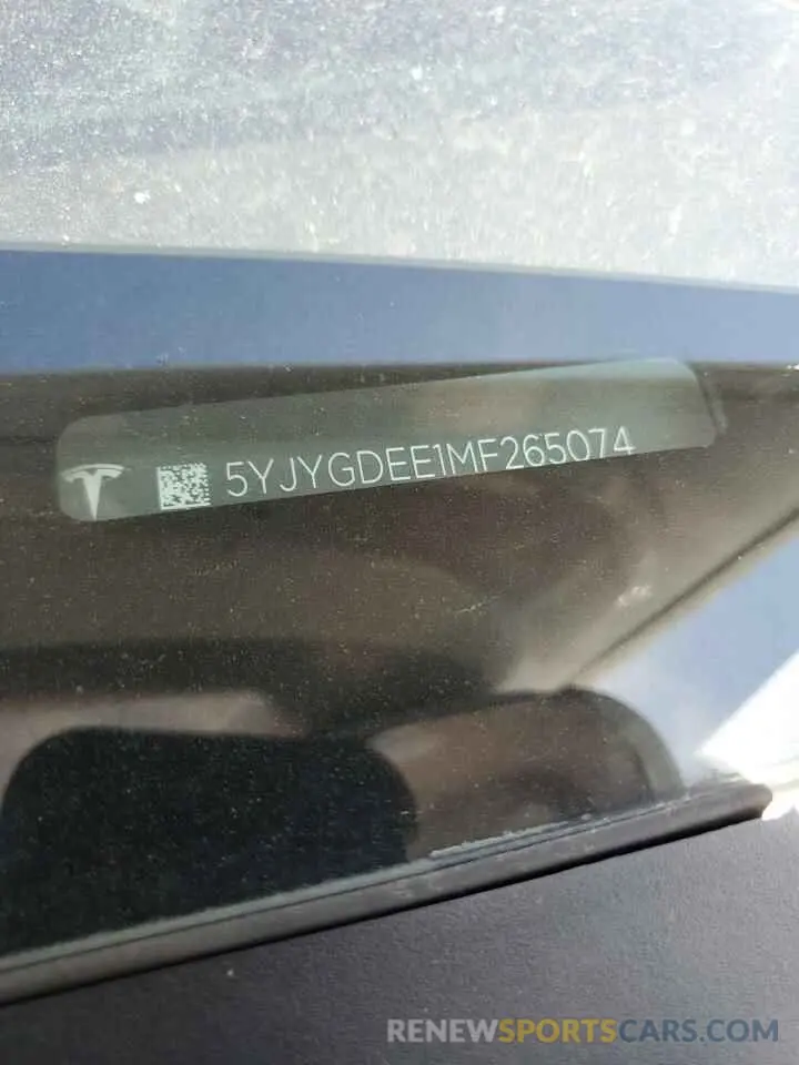 12 Photograph of a damaged car 5YJYGDEE1MF265074 TESLA MODEL Y 2021