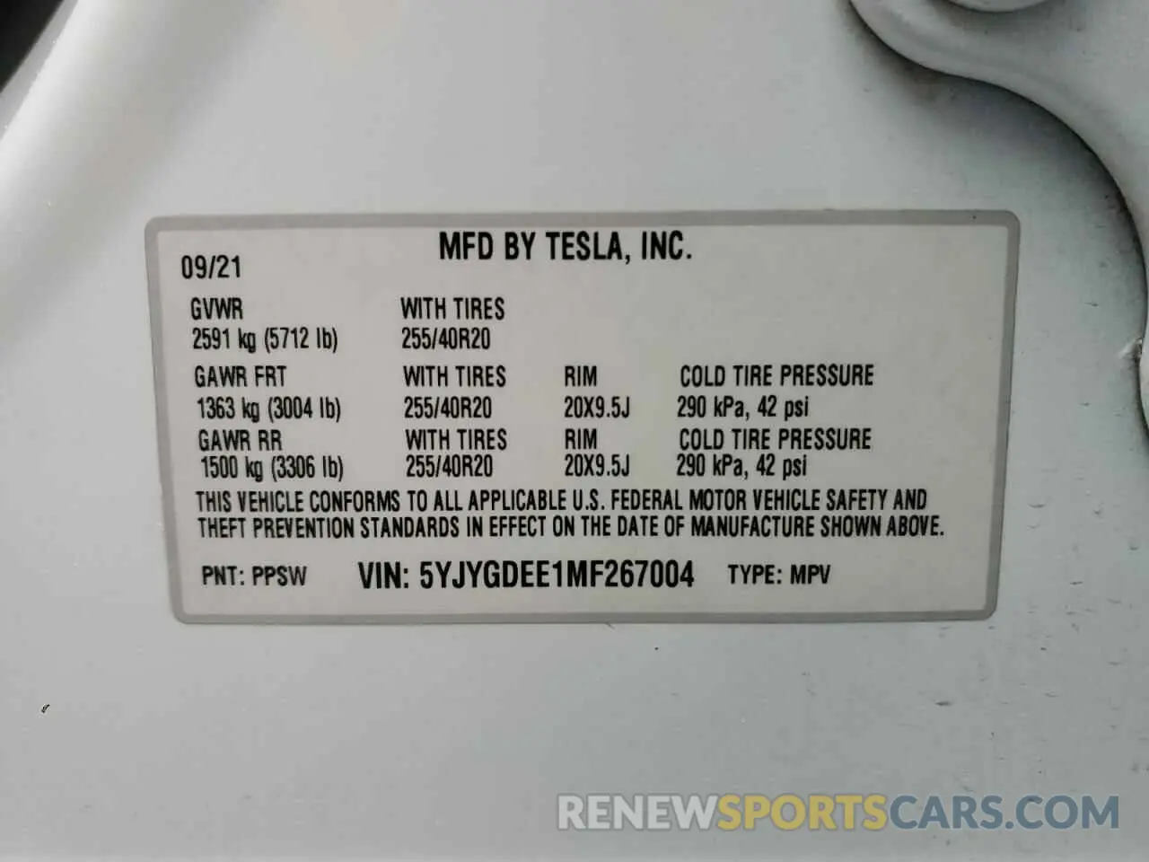 13 Photograph of a damaged car 5YJYGDEE1MF267004 TESLA MODEL Y 2021