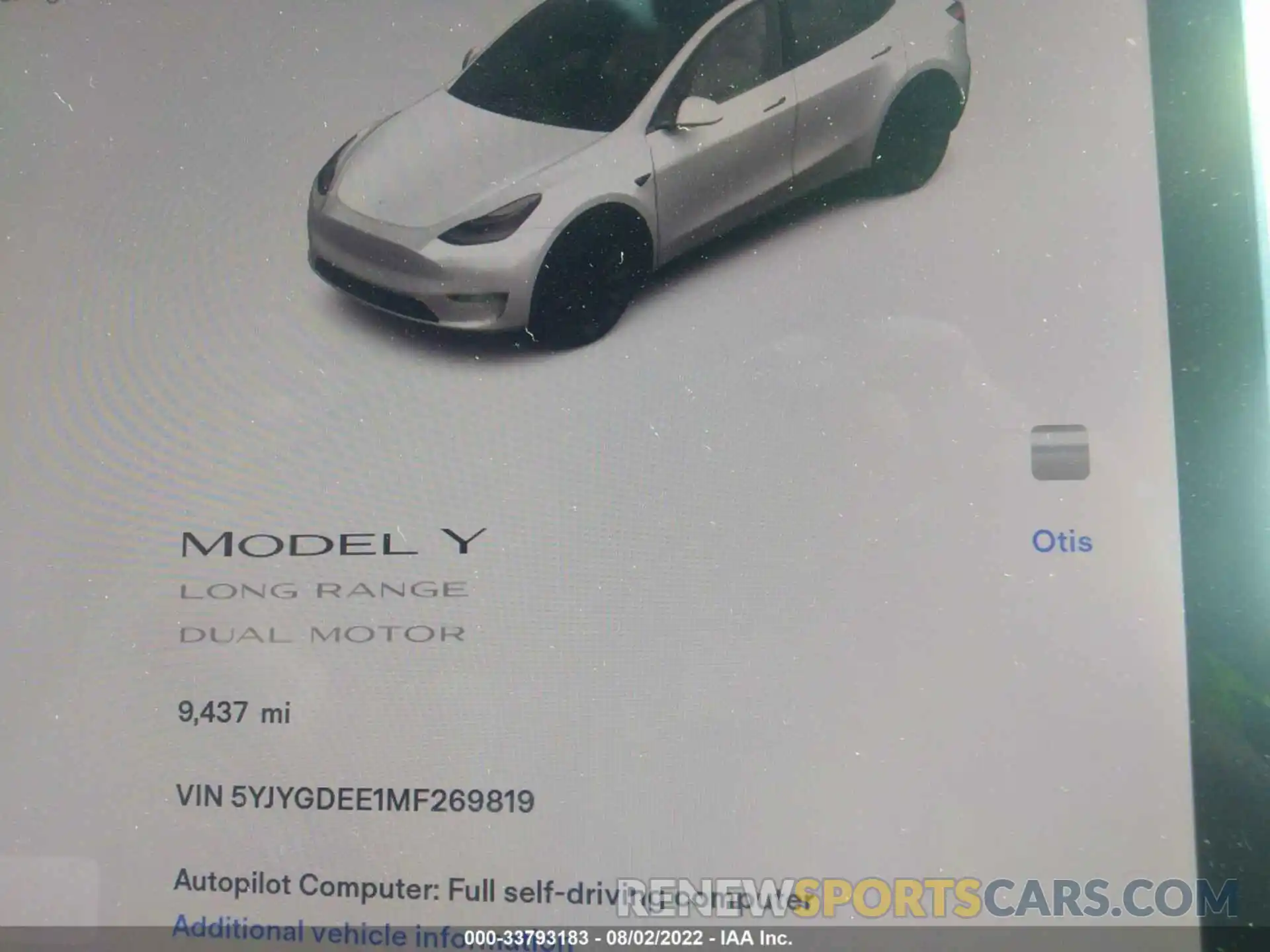 7 Photograph of a damaged car 5YJYGDEE1MF269819 TESLA MODEL Y 2021