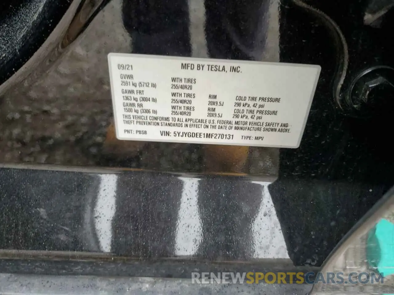 13 Photograph of a damaged car 5YJYGDEE1MF270131 TESLA MODEL Y 2021