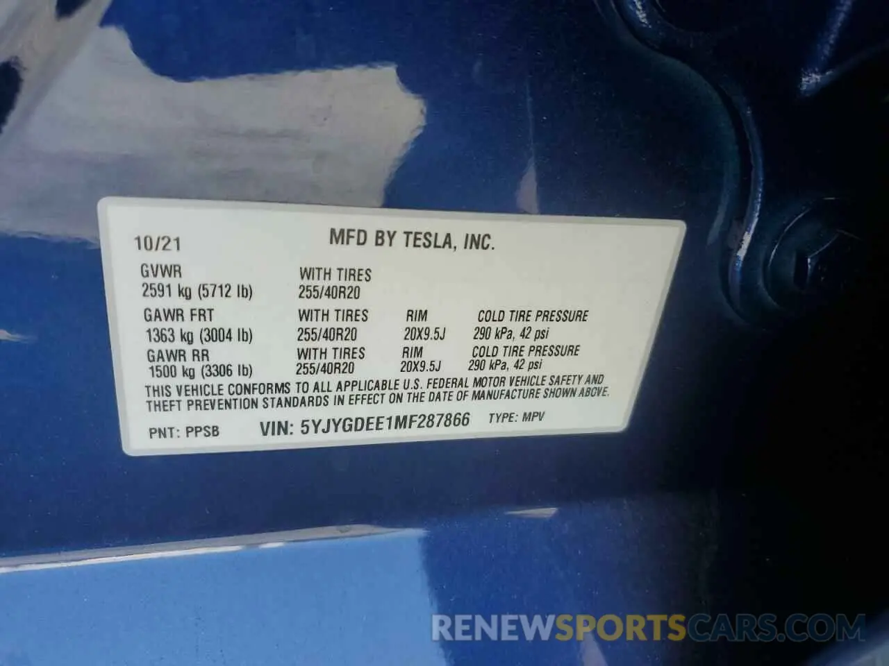16 Photograph of a damaged car 5YJYGDEE1MF287866 TESLA MODEL Y 2021