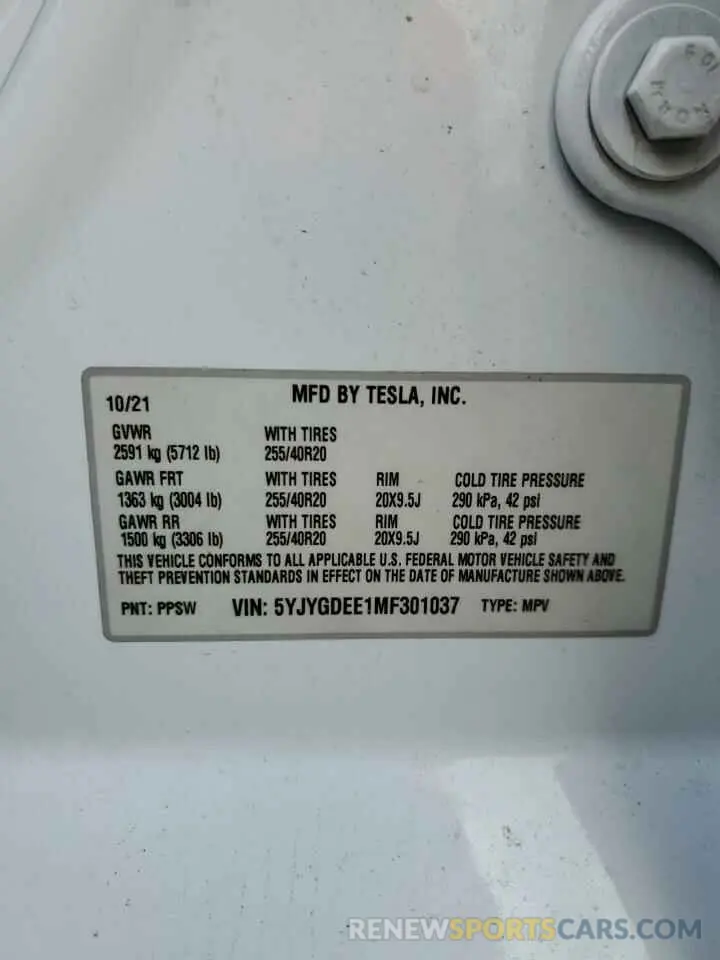13 Photograph of a damaged car 5YJYGDEE1MF301037 TESLA MODEL Y 2021