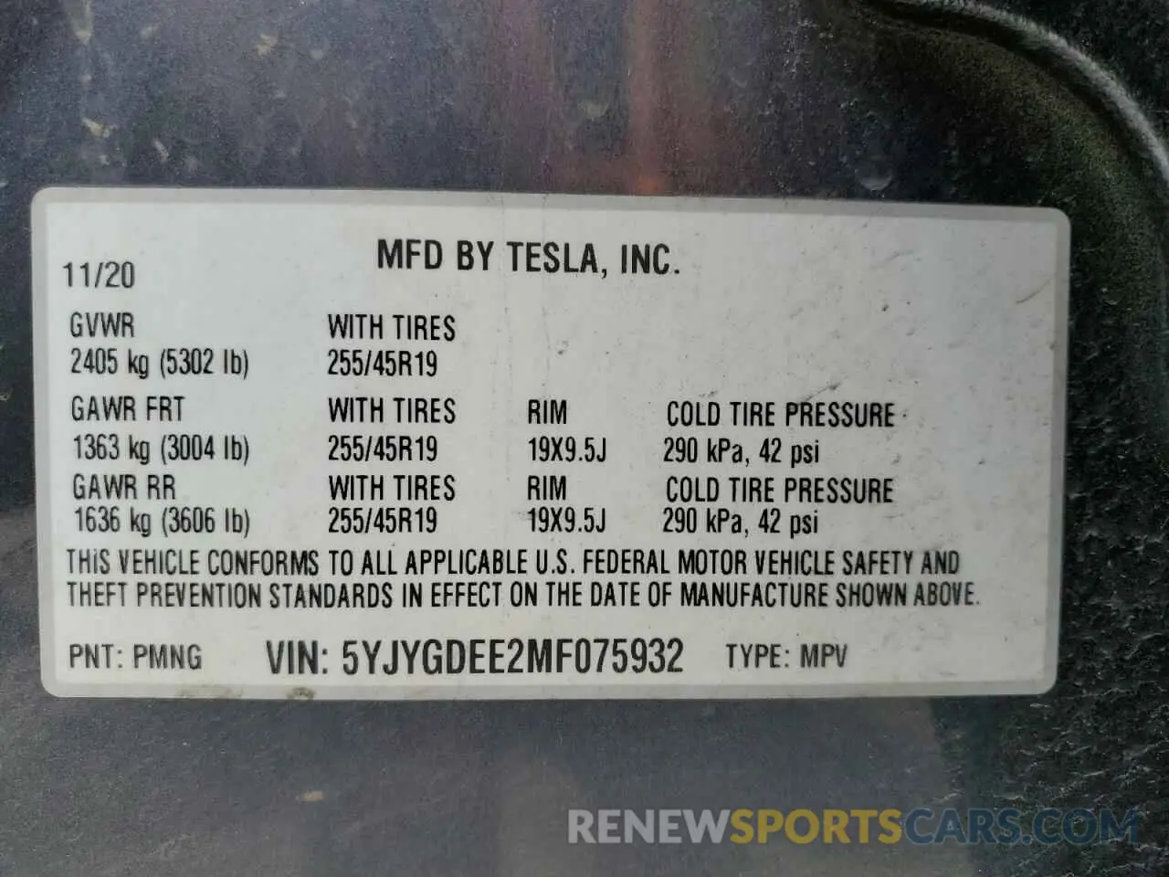 12 Photograph of a damaged car 5YJYGDEE2MF075932 TESLA MODEL Y 2021