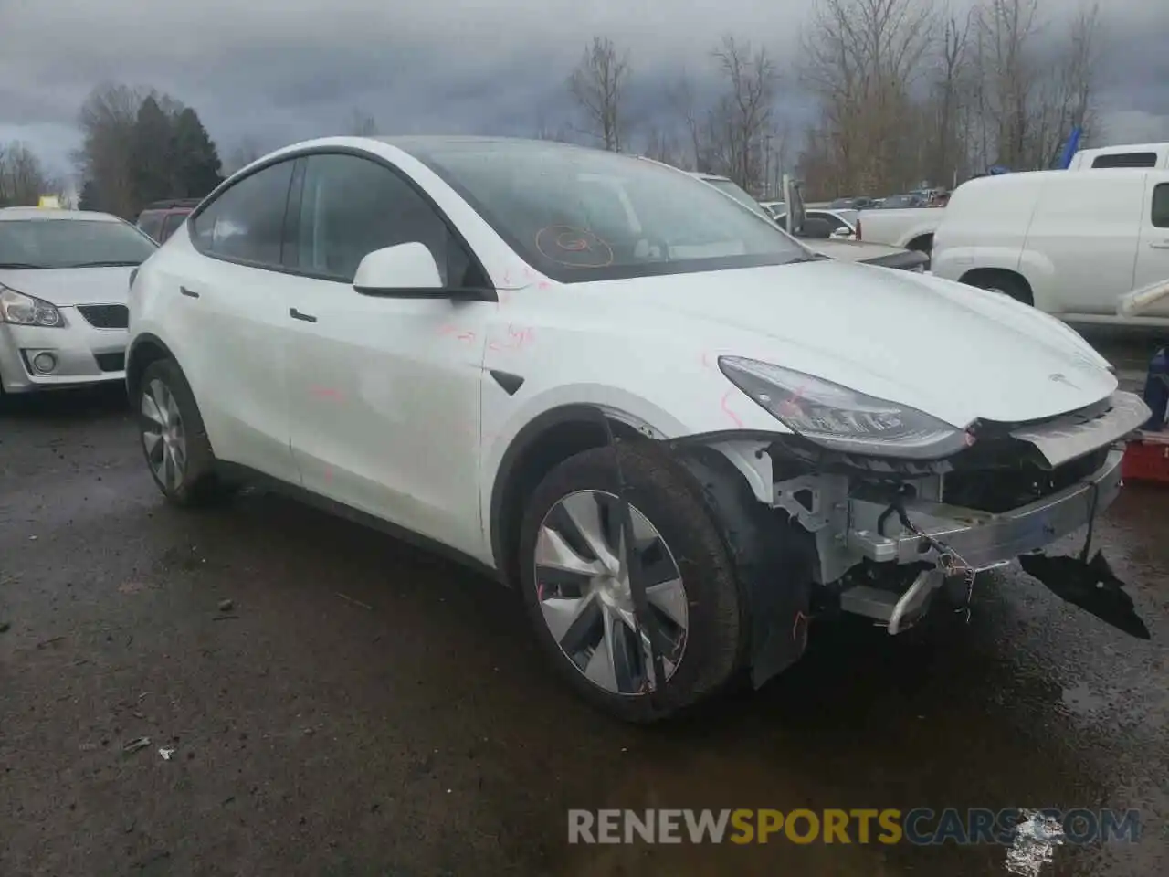 1 Photograph of a damaged car 5YJYGDEE2MF090432 TESLA MODEL Y 2021