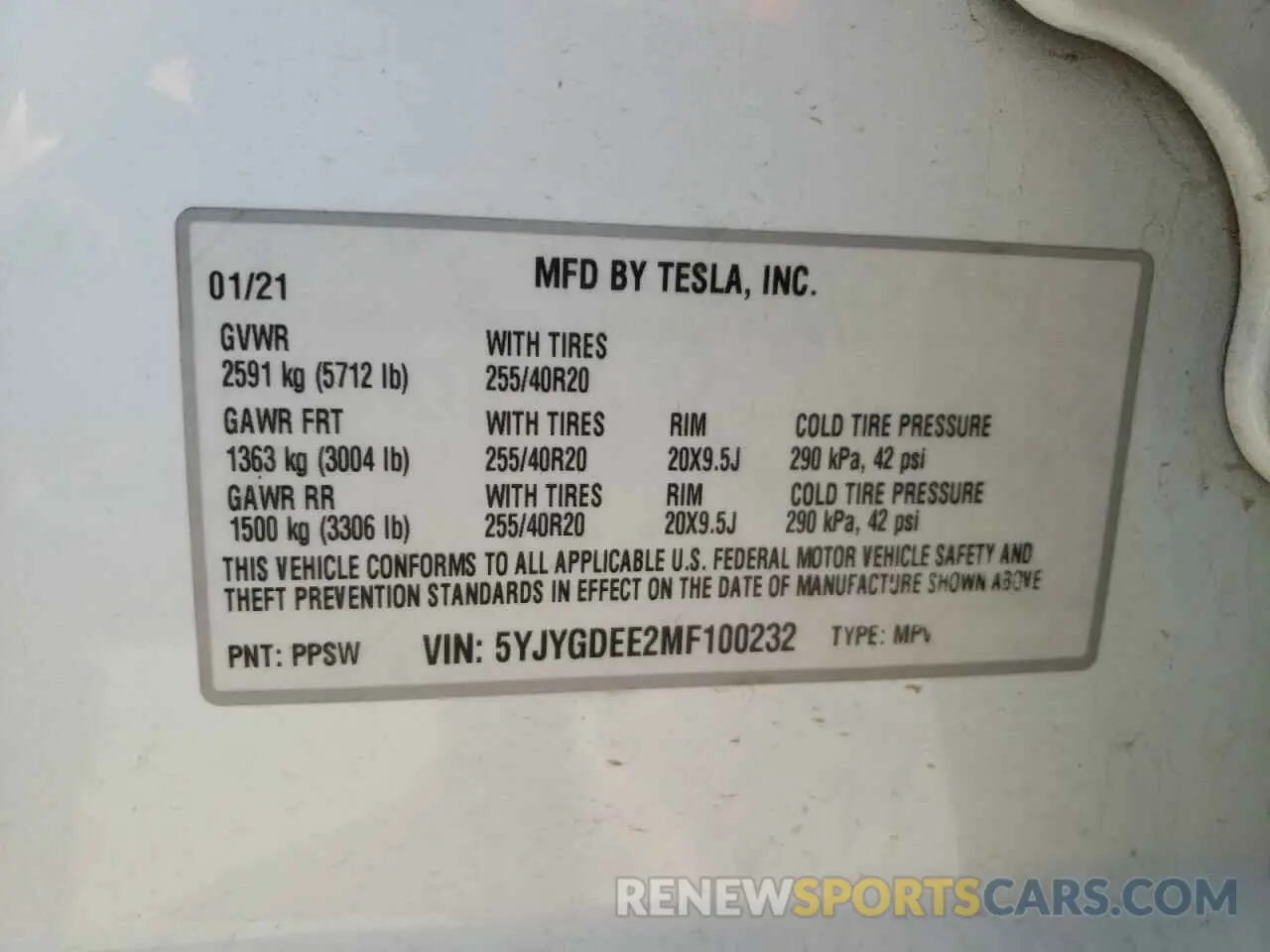 14 Photograph of a damaged car 5YJYGDEE2MF100232 TESLA MODEL Y 2021