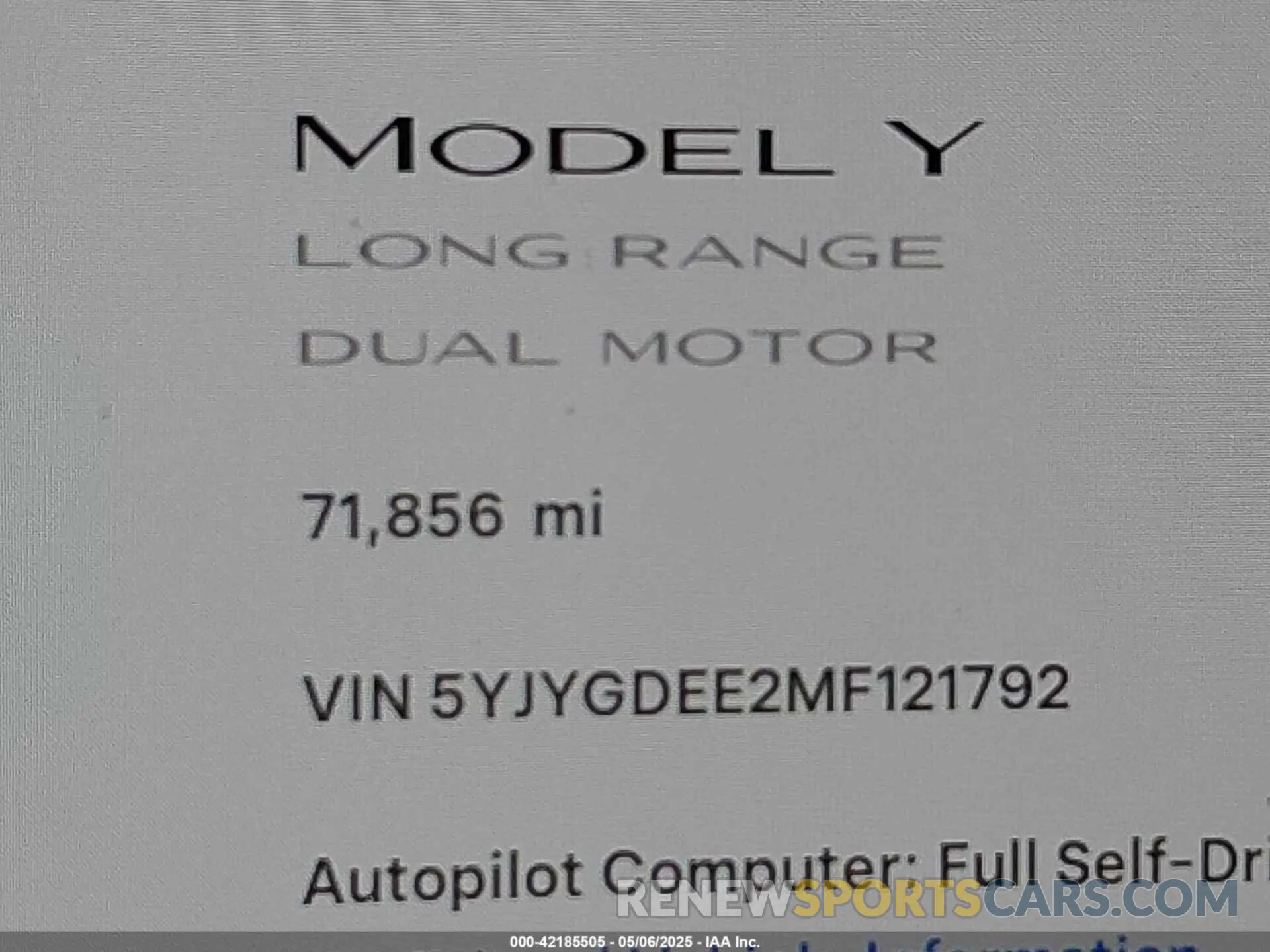 15 Photograph of a damaged car 5YJYGDEE2MF121792 TESLA MODEL Y 2021