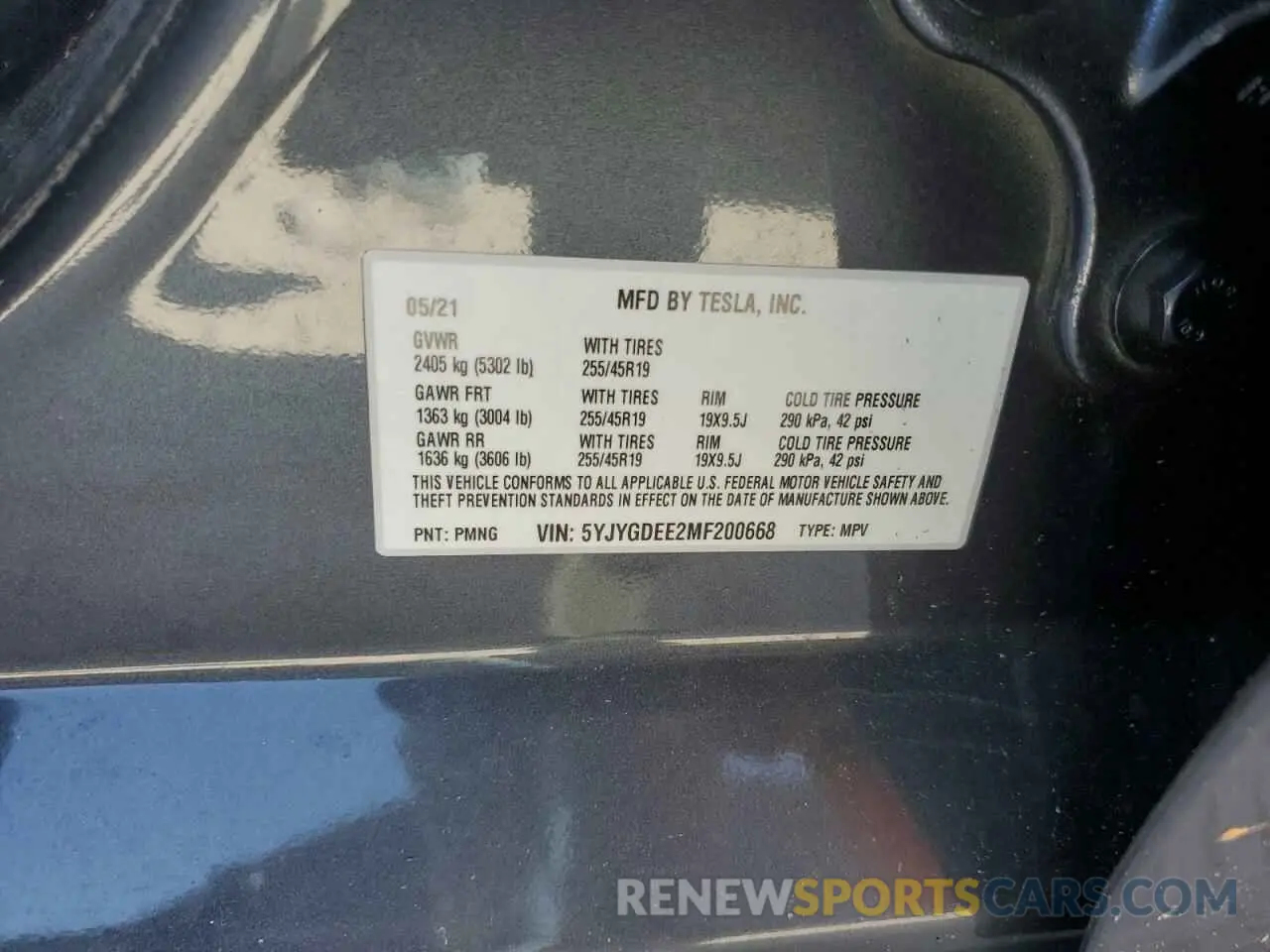 14 Photograph of a damaged car 5YJYGDEE2MF200668 TESLA MODEL Y 2021